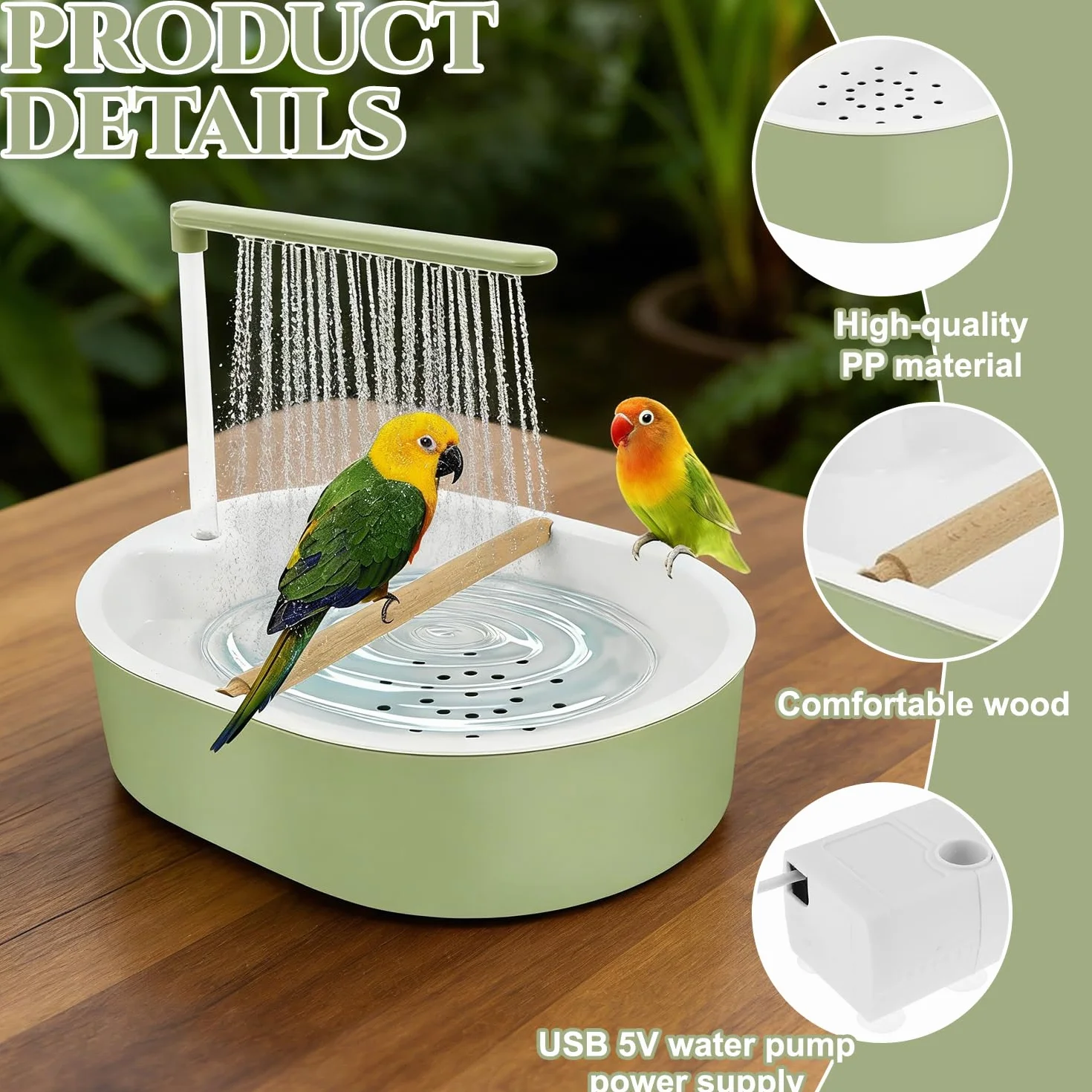 Douche à Oiseaux, Douche pour perroquets, Baignoire Automatique Oiseaux, Baignoire Multifonction avec Circulation de l'eau – Douche autonettoyante, Douche d'oiseaux, Douche Perroquet