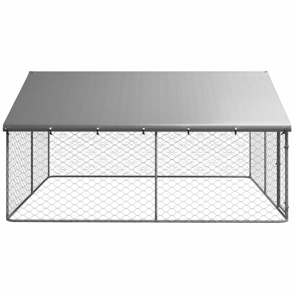 Chenil d'extérieur pour Chien 300x300x150 cm Métal avec Toit