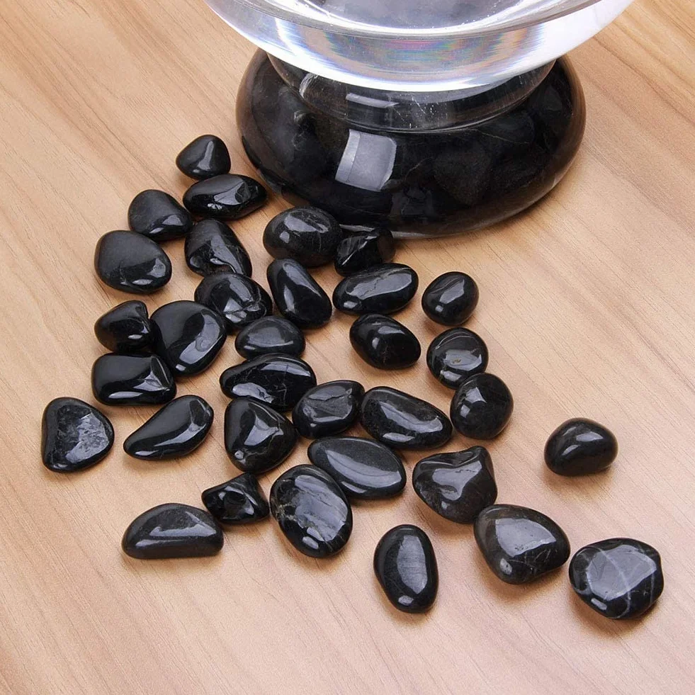 Galets Naturels Noirs 1kg Pierres de Rivière Polies Décoratives pour Aquarium Plantes Bambou Vase Jardin