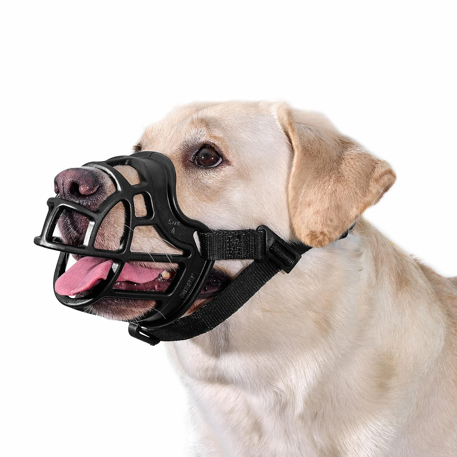 OneTigris Muselière souple pour chiens en caoutchouc résistant avec sangle réglable Convient pour les chiens de moyenne et grande taille Prévention des aboiements et morsures - Taille XL (5)