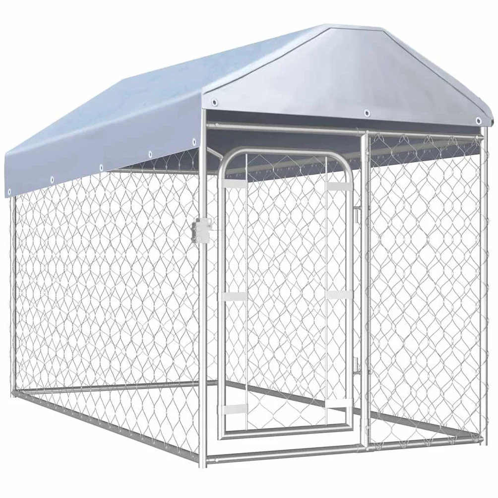 Chenil d extérieur avec toit pour chiens 200x100x125 cm