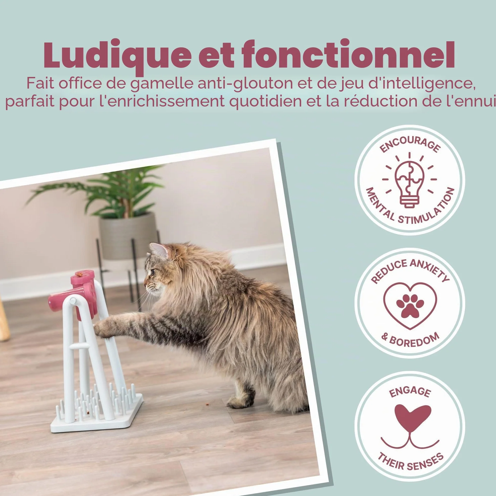 TRIXIE jouet interactif pour chat Cat Activity Turn Around 22x33 cm jeu intelligence stratégie