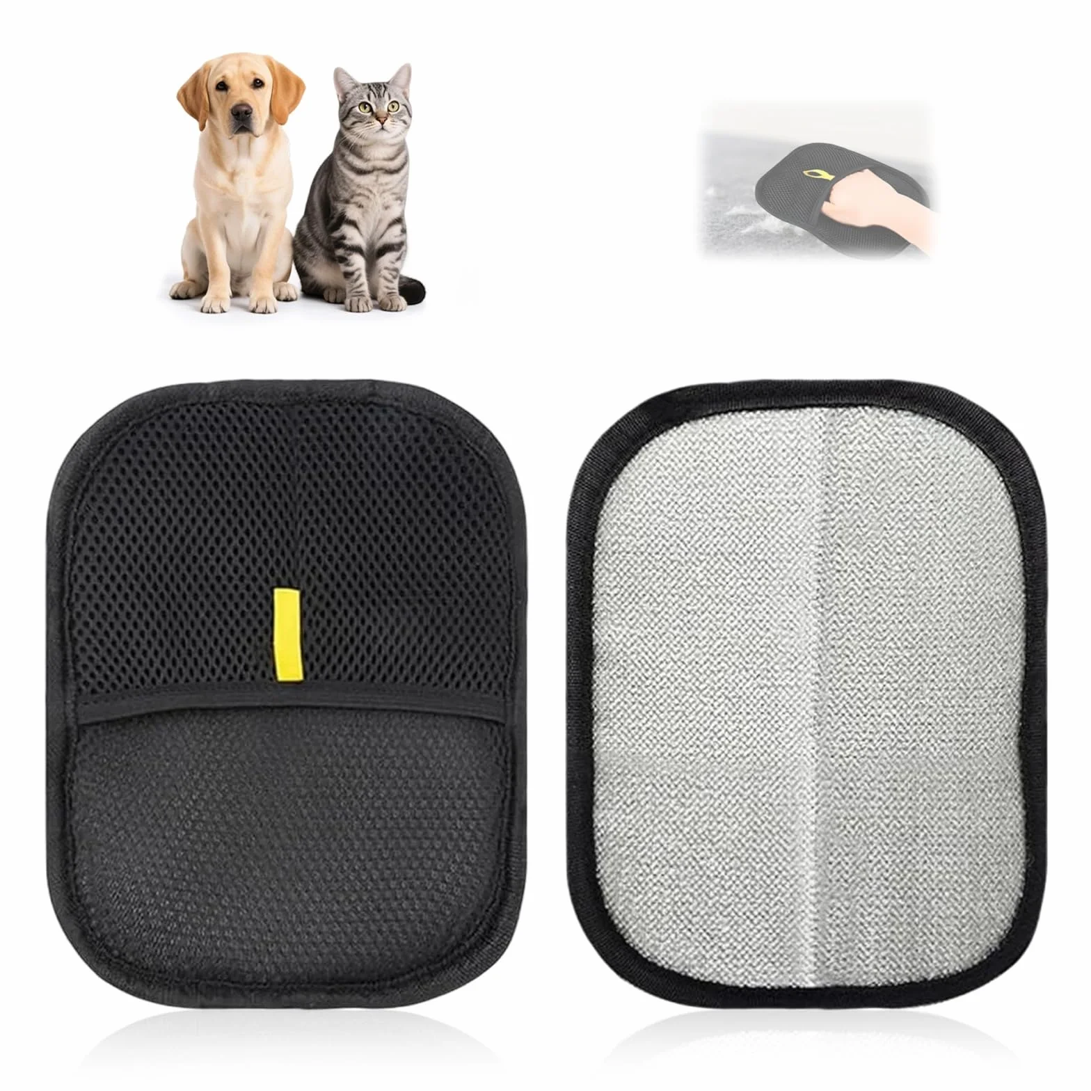AzureRay Lot de 2 Gants de Toilettage Électrostatique pour Chien et Chat - Brosse Anti Poils Animaux, Lavage et Épilation