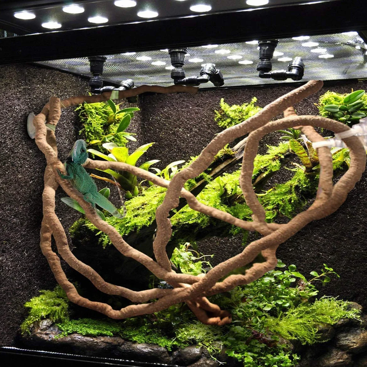 PINVNBY Hamac à motif de dragon barbu pour reptile, feuilles de lézard, décoration d'habitat, accessoire de décoration pour plantes grimpantes artificielles avec ventouses pour gecko caméléon
