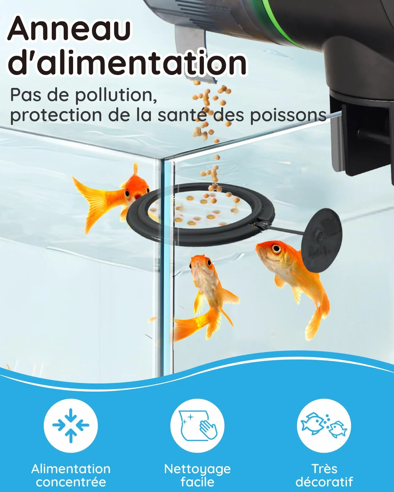 Distributeur automatique de nourriture pour poissons d'aquarium 200 ml avec piles AAA incluses