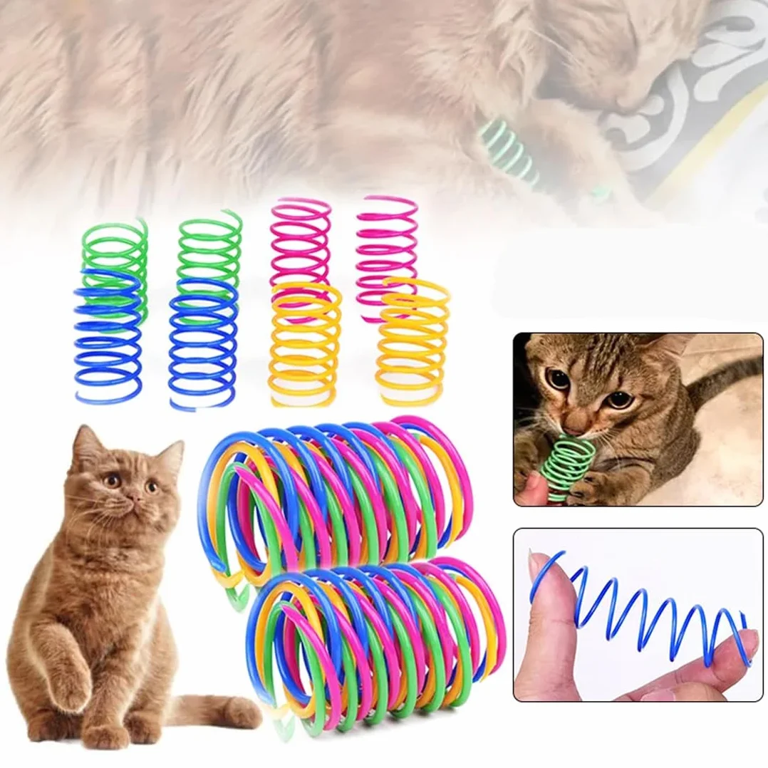 Jouet à Spirale pour Chat en Plastique Pliable, Jouet Coloré à Ressorts pour Animaux de Compagnie