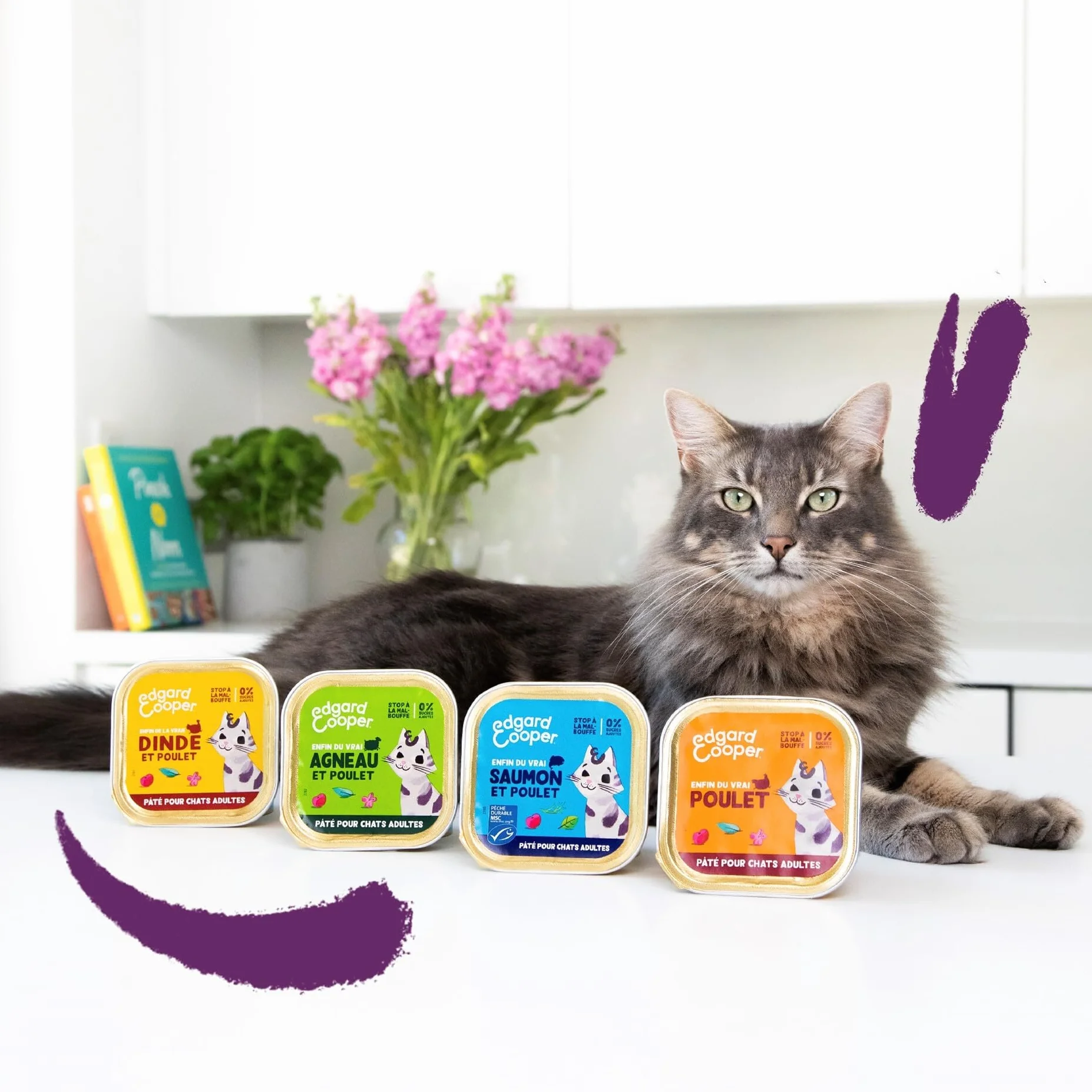 Edgard & Cooper Pâtée Pour Chat, Multipack, (Poulet/Saumon/Dinde/Agneau 8 x 85g), pour Chats stérilisés ou Actifs, Viande fraîche avec ingrédients naturels
