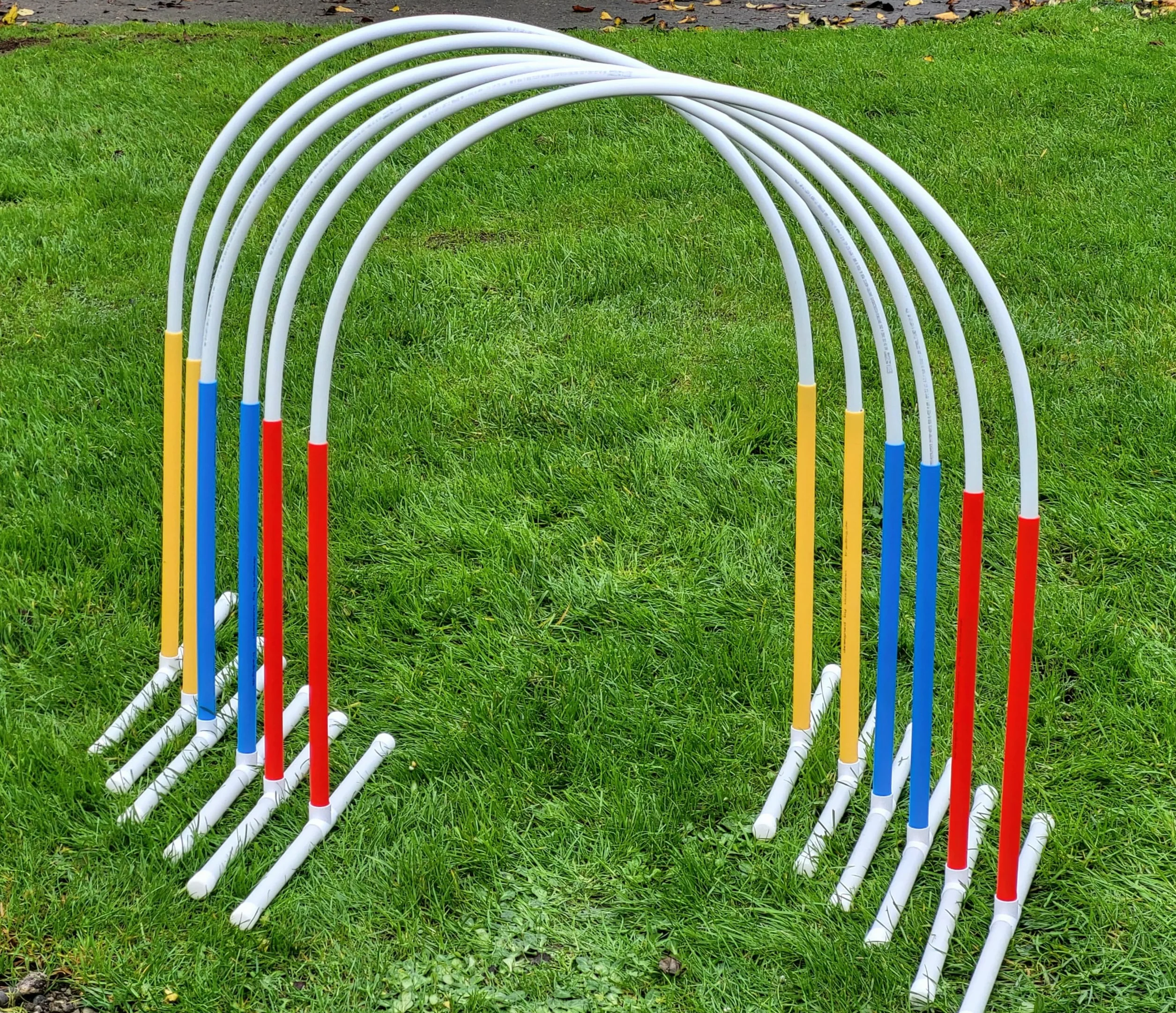 Fun-Hoopers 6 arcs Hoopers avec support rouge jaune bleu