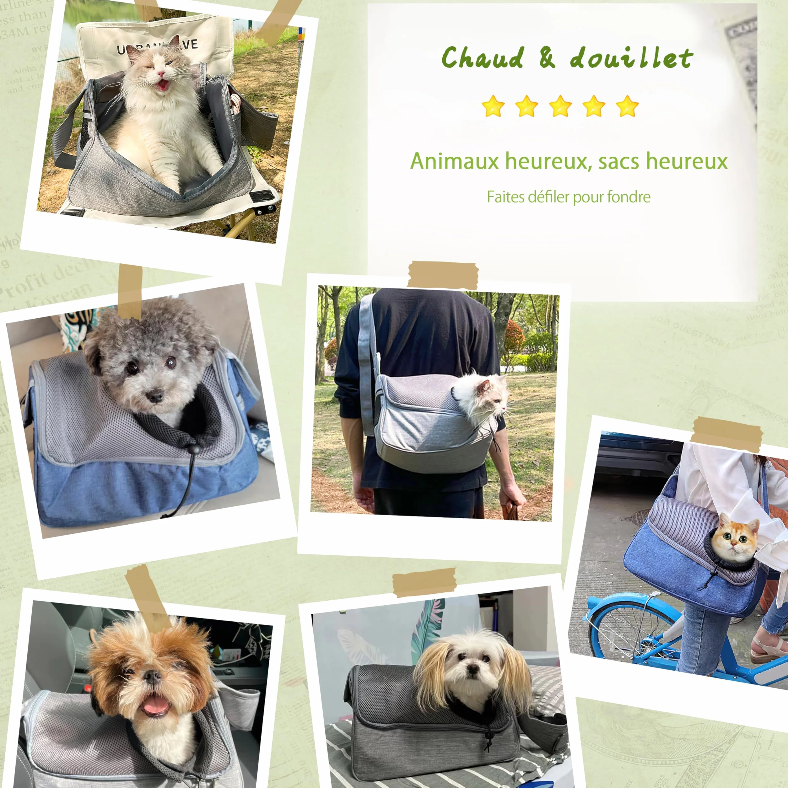ALLSOPETS Sac de Transport Respirant pour Petits Chiens et Chats, Bandoulière Ajustable, Poche Latérale, Bleu Ciel