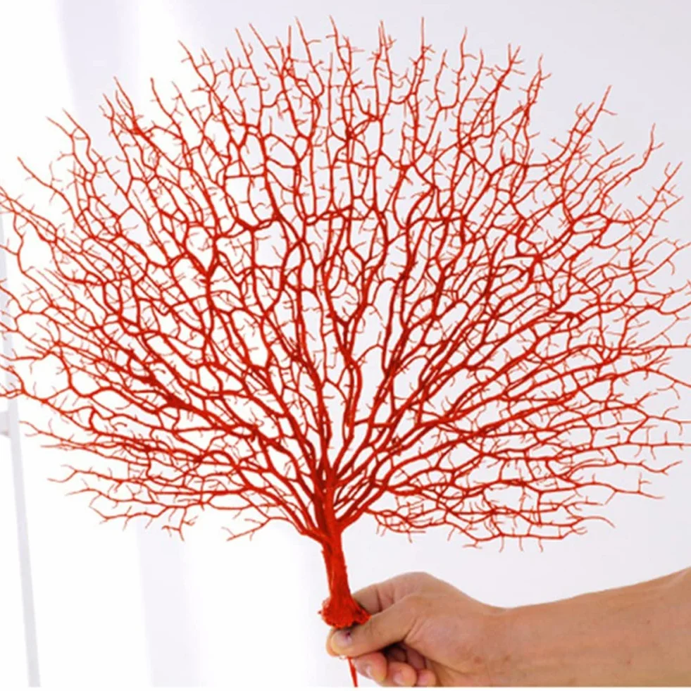 URMAGIC Branche de corail de simulation 50x40cm Arbre de mer artificiel Red