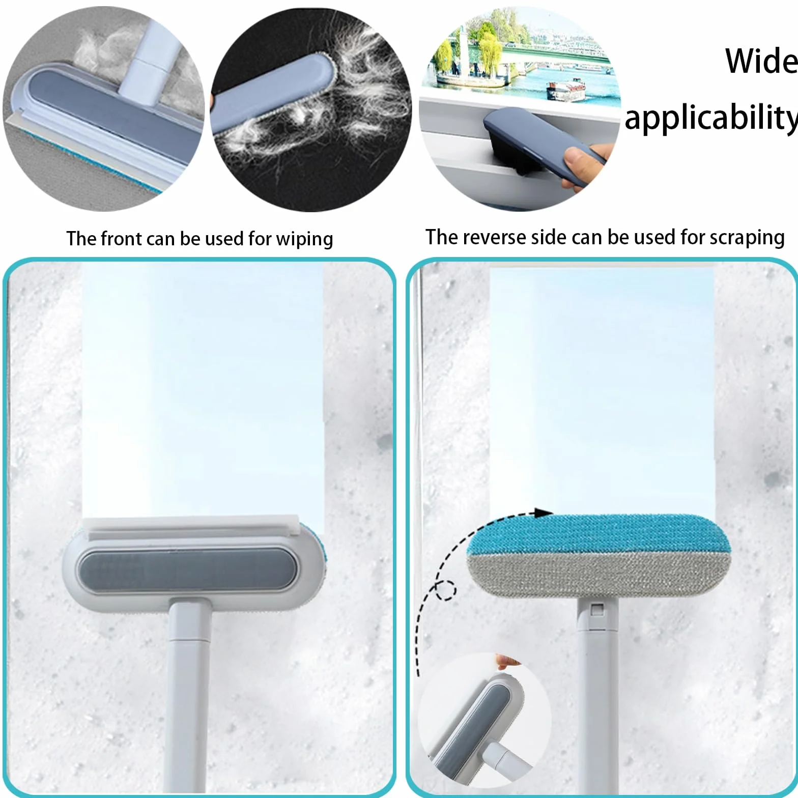 Brosse Anti-Peluches Électrostatique 4 en 1 pour Animaux de Compagnie Lot de 2 avec Tige d'extension