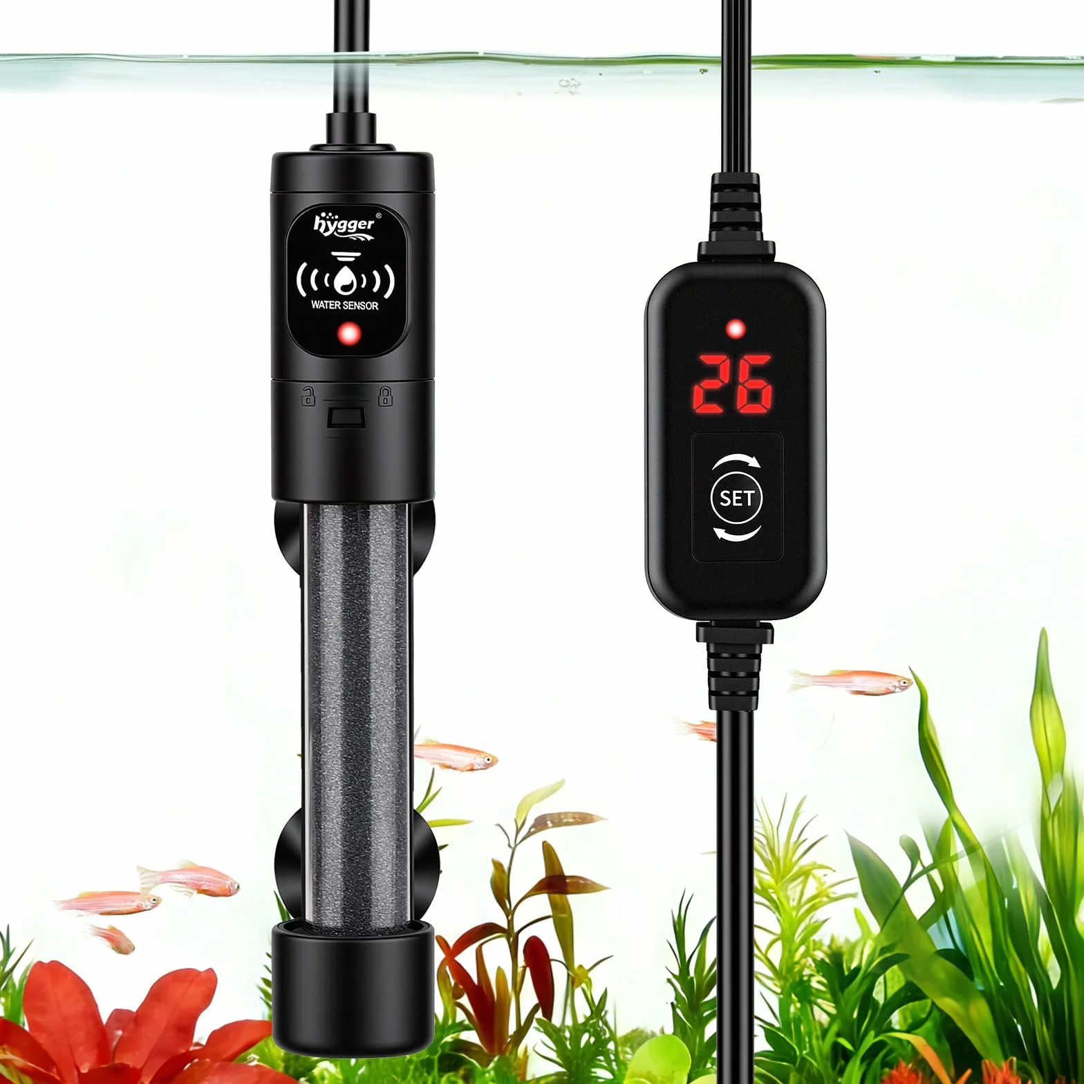 hygger Mini Chauffage Aquarium 50W, Submersible Chauffages pour Aquarium avec Contrôleur de la Température Aquarium Heater de Tortue pour 19 à 38 litres