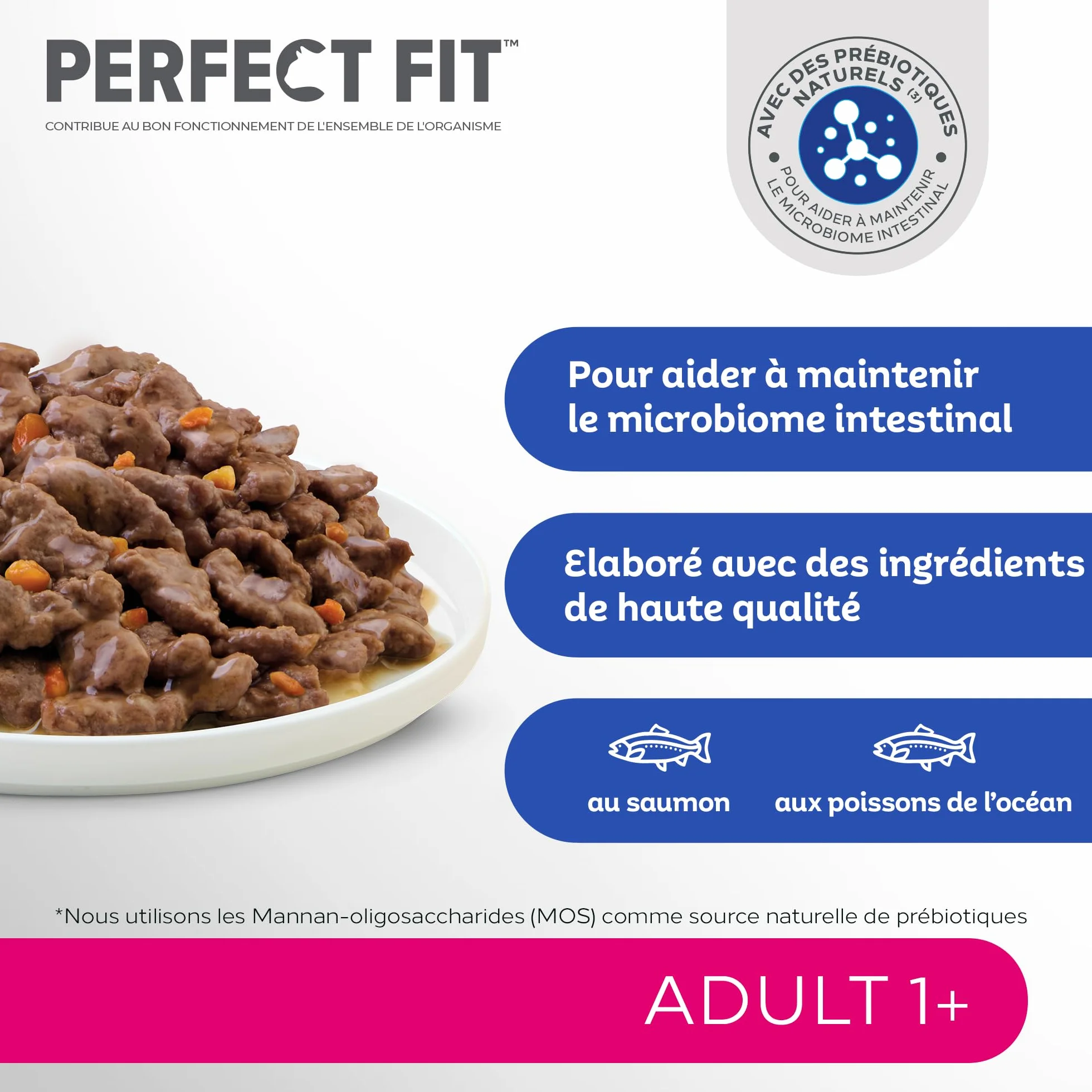 PERFECT FIT Repas pour Chat Adulte Stérilisé 52 Sachets Fraîcheur Pâtée en Sauce au Saumon aux Poissons blancs Nourriture Complète