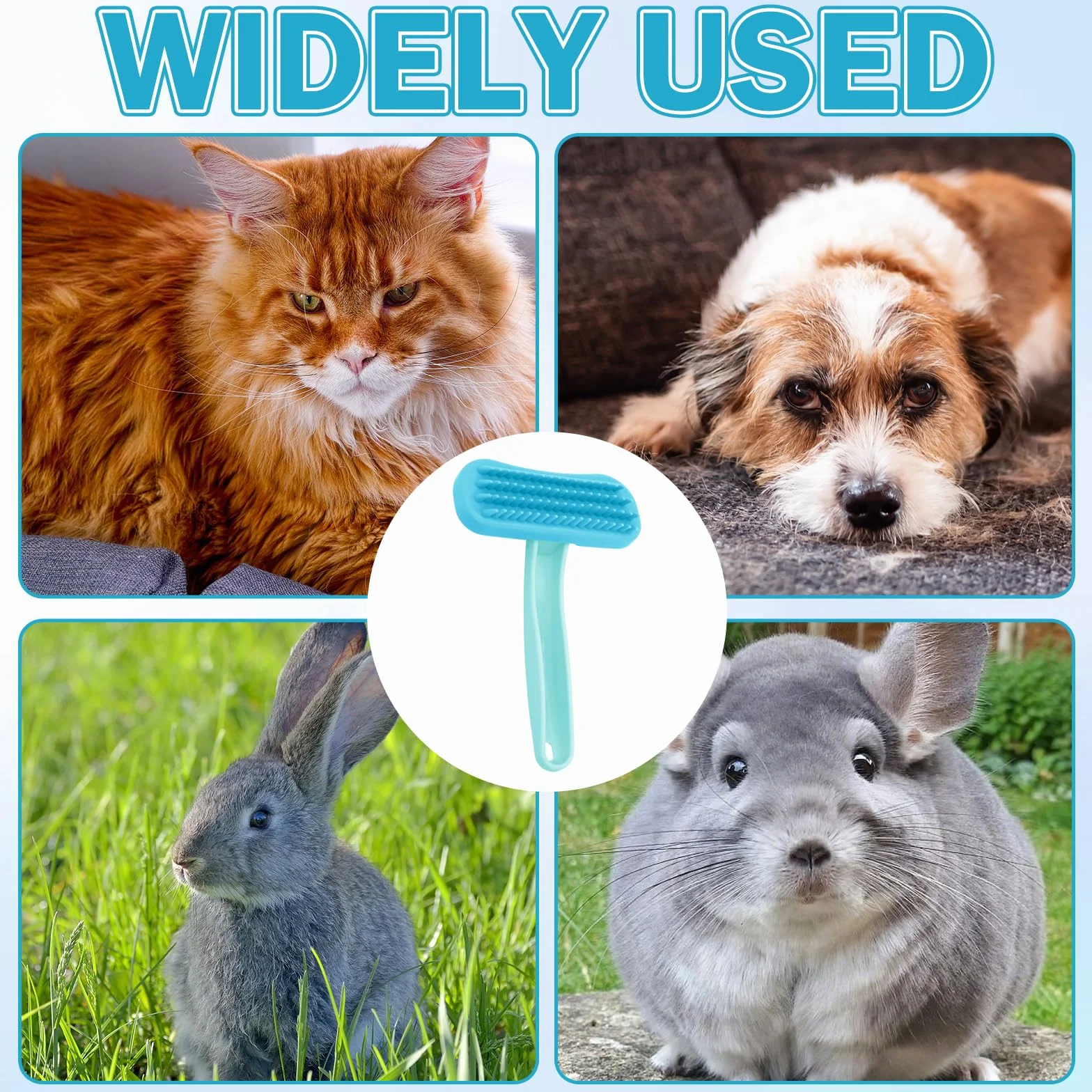 Brosse douce pour lapin en silicone souple, peigne de massage pour petits animaux, kit de toilettage