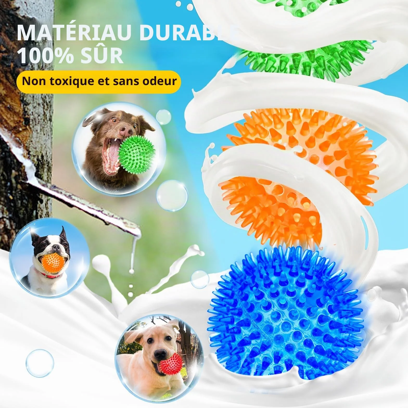 SHARLOVY Balles couineuses 7,6 cm pour Petits Chiens, 4 Couleurs, Jouets à mâcher durables pour Dentition