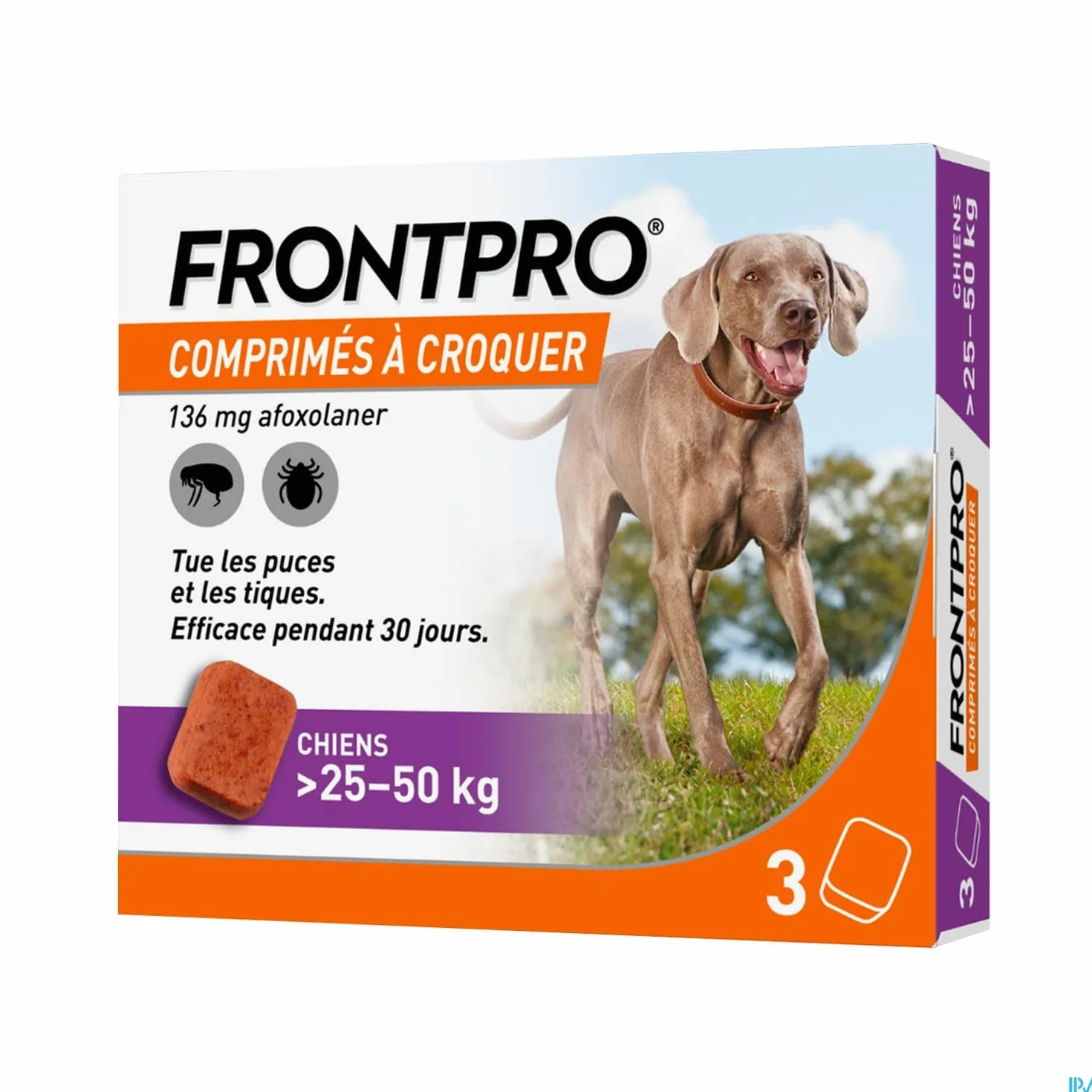 FRONTPRO Flea and Tick Tablets for Dog 25-50 kg 3X 136mg
