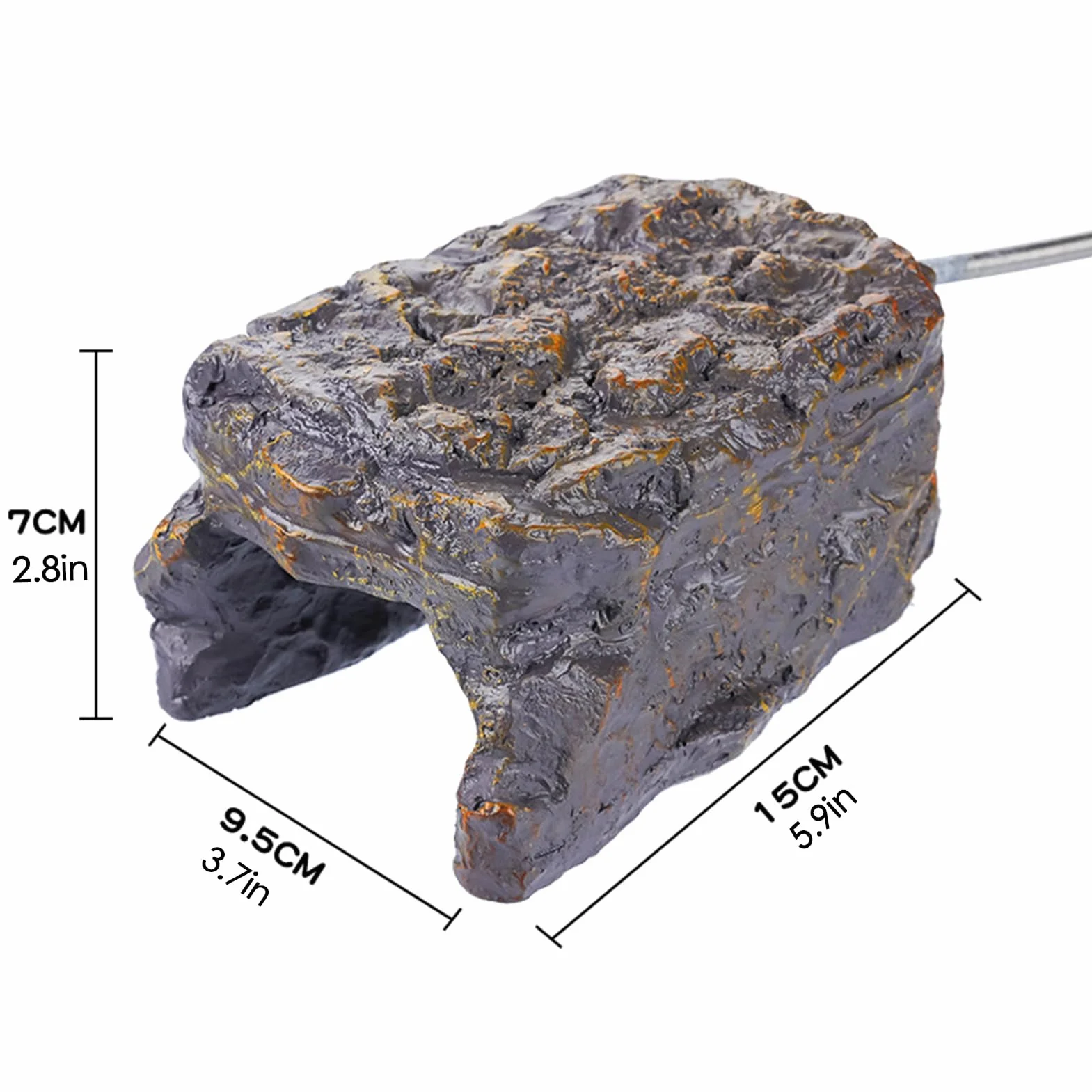 Rocher thermique résine pour terrarium, abri chauffé reptiles