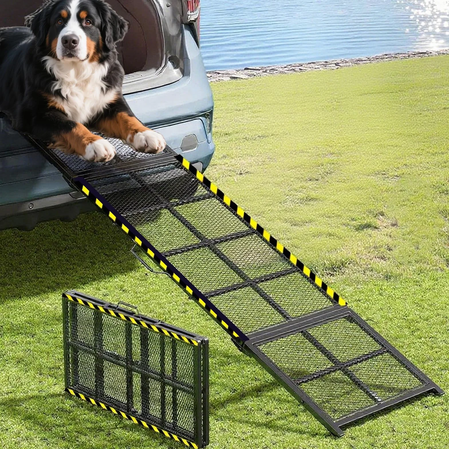 Rampe d'escalier pliable extra longue pour voitures, 190 cm, rampe d'escalier portable pour chien jusqu'à 180 kg, escalier pliable pour chiens de grande race, monter dans une voiture, un SUV, un