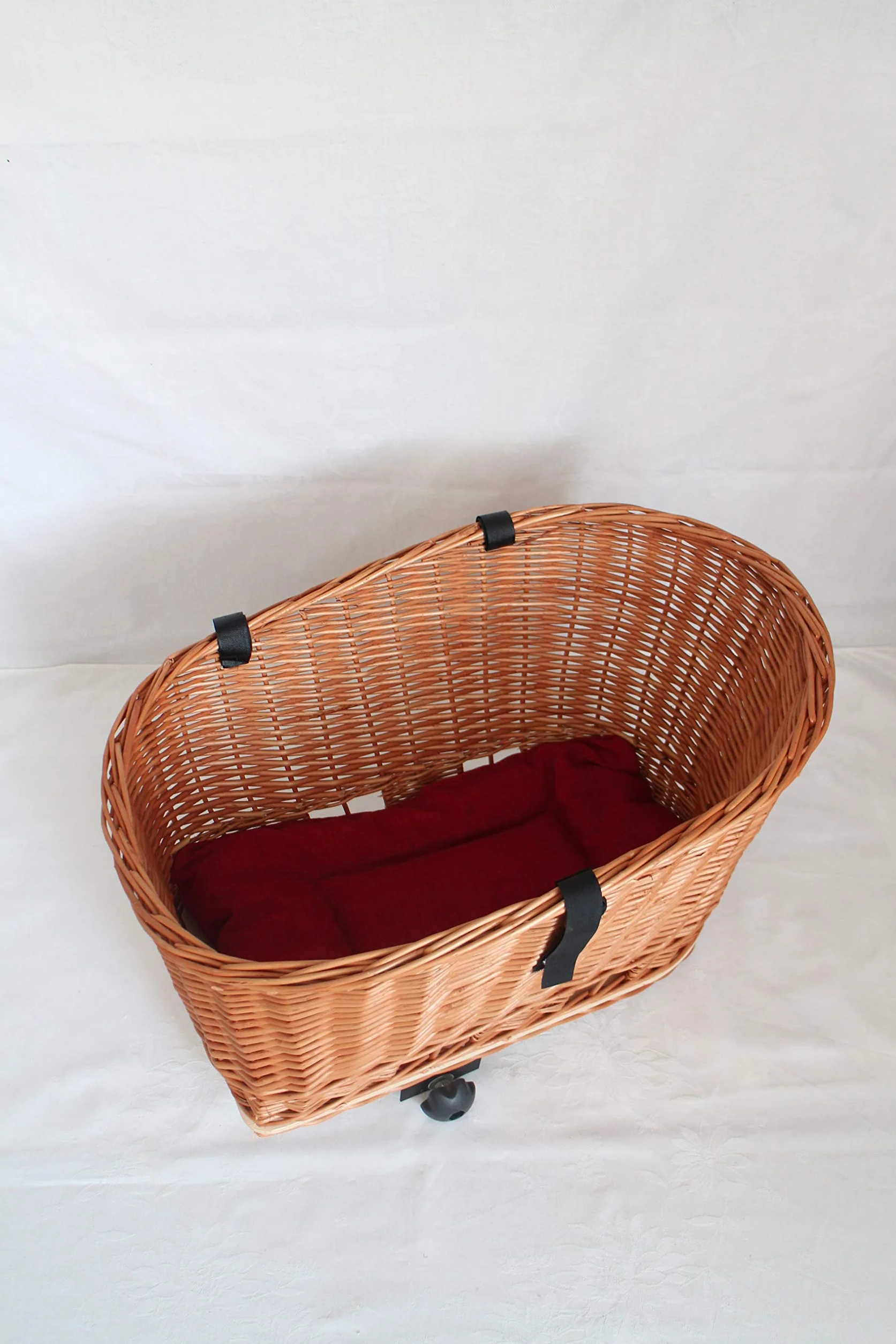 Marcus Panier de vélo pour chien XXL en osier avec grille métal coussin