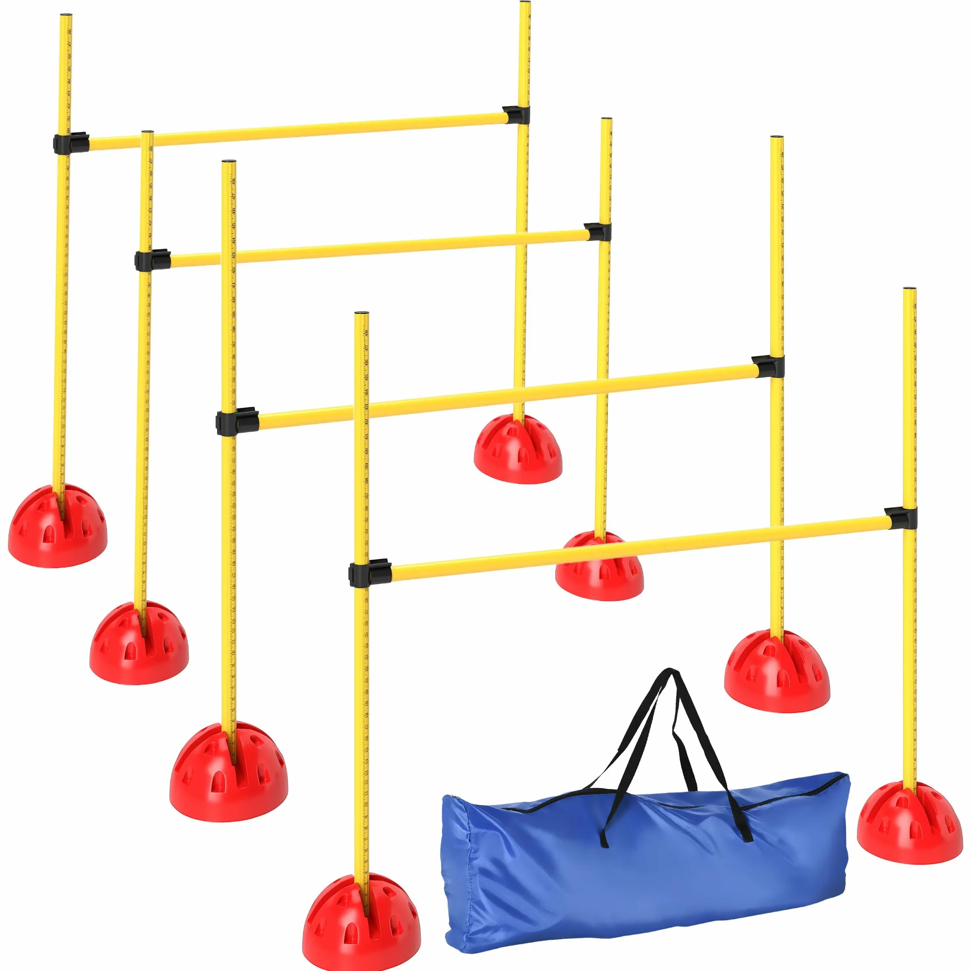 PawHut Kit d'Agilité pour Chien avec 4 Haies de Saut Réglables, Sac de Transport, Jaune et Orange