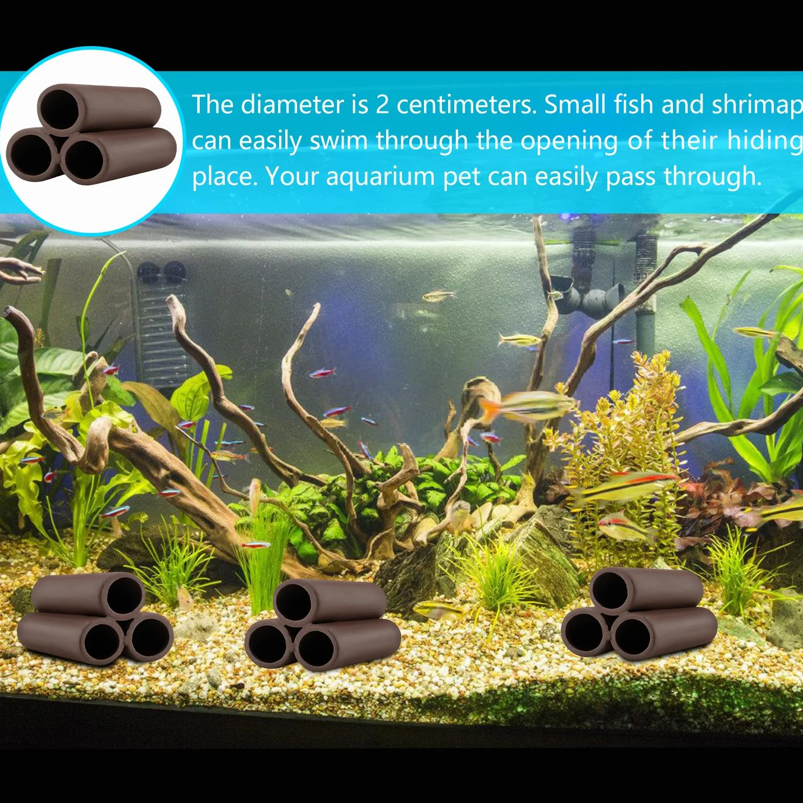Cachette en céramique pour aquarium Lot de 4 accessoire réservoir poissons décoration grotte crevettes