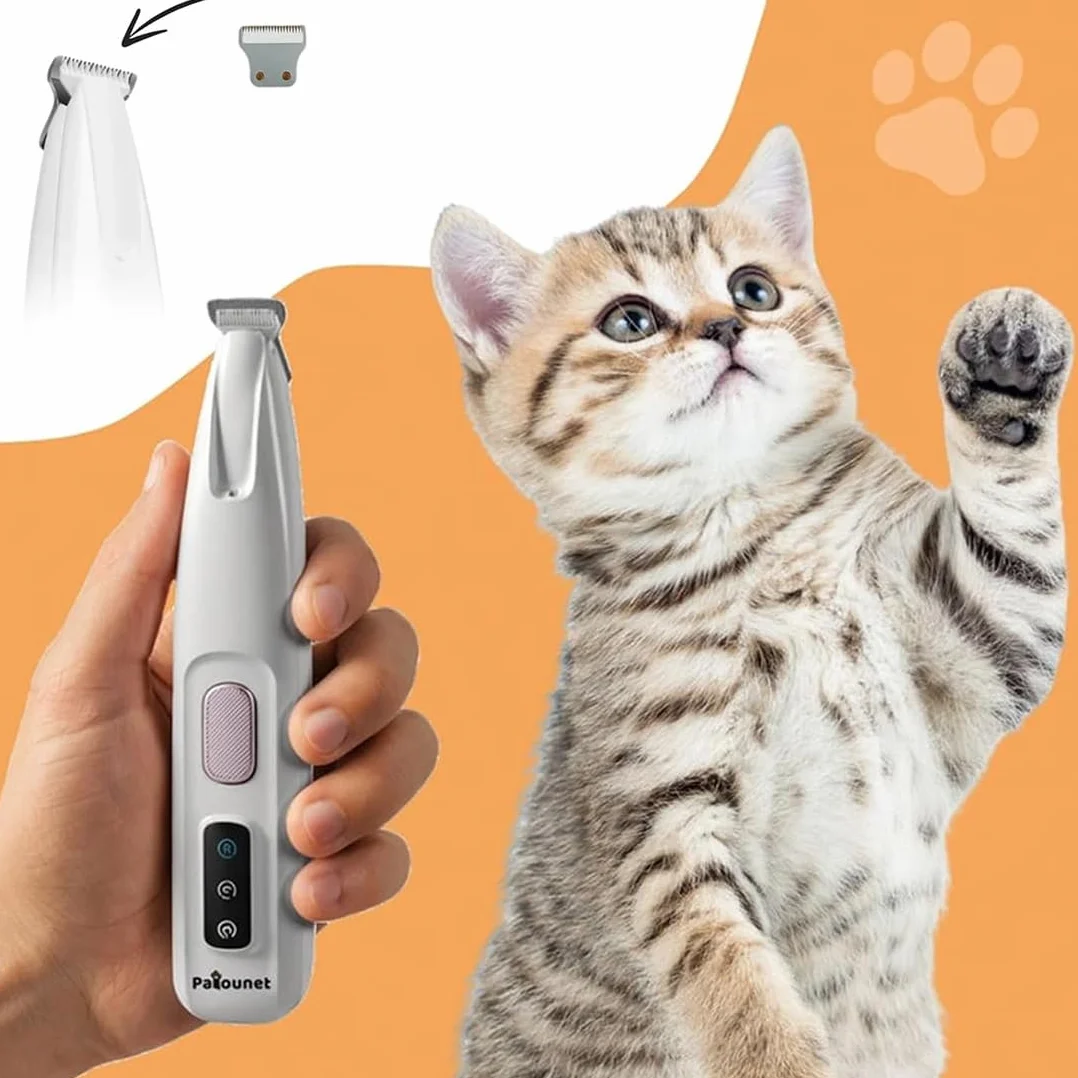 Tondeuse pour Chat Patounet Électrique Ultra-Silencieuse Rechargeable Lames Sûres Hypoallergéniques