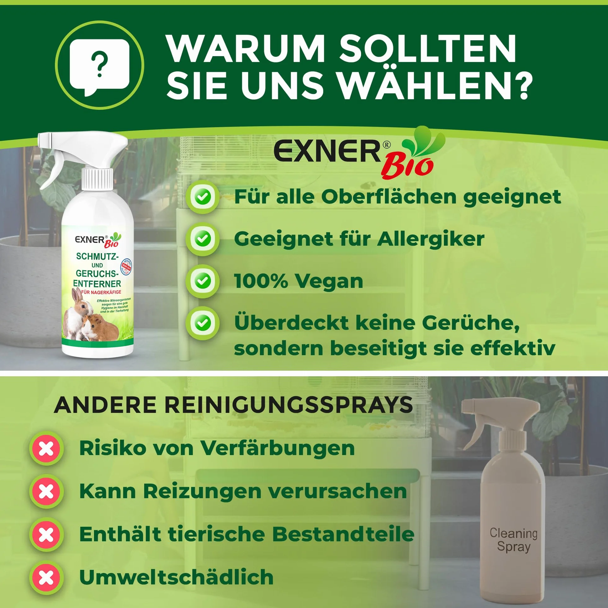 Anti-odeur et saleté pour cages rongeurs 500 ml vaporisateur micro-organismes naturel