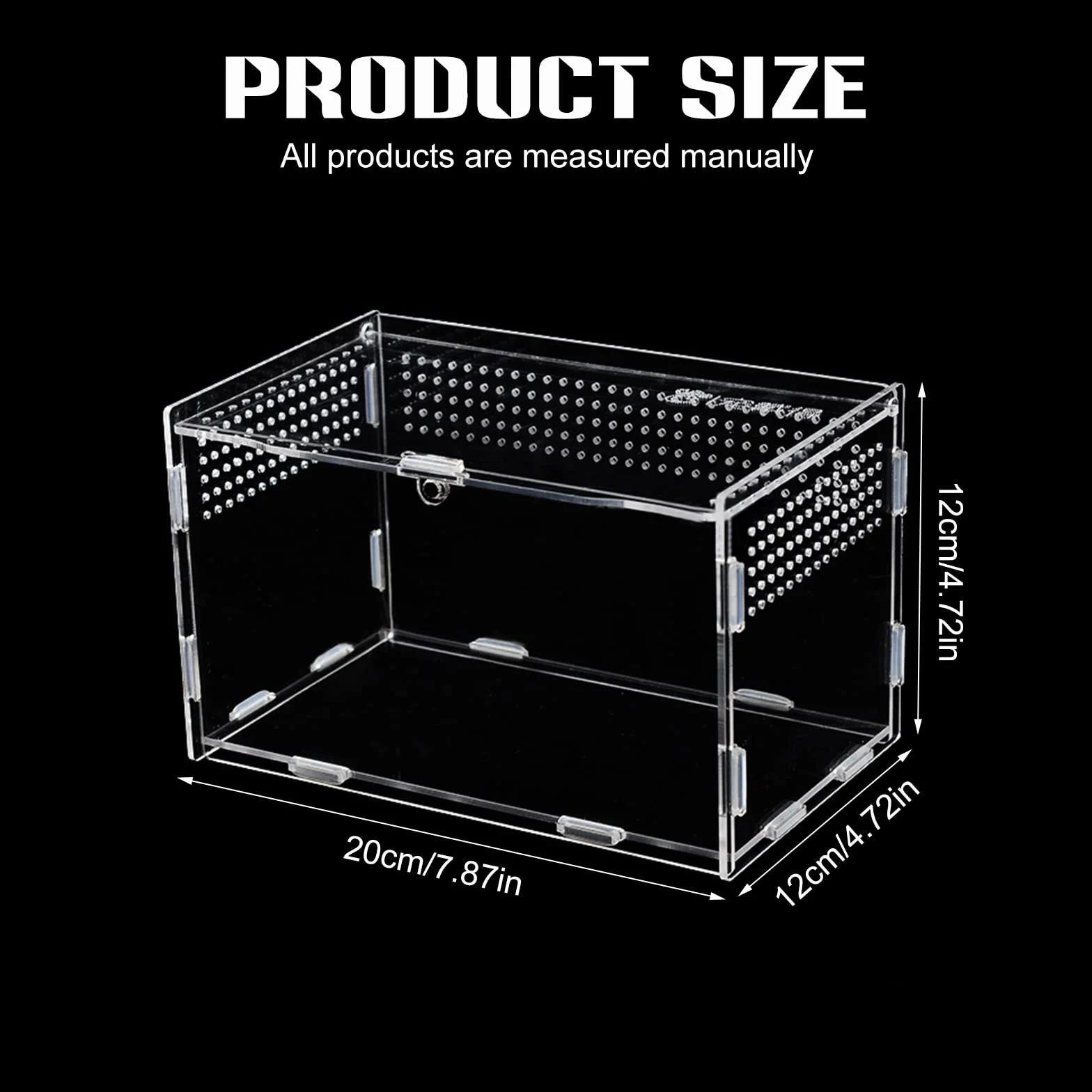 Nizirioo Boîte d'alimentation d'insectes 20cmx12cmx12cm Terrarium Reptile Transparent Portable