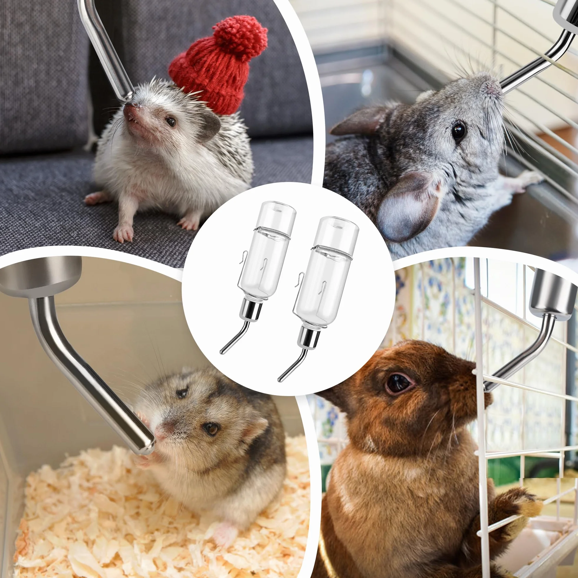 Lot de 2 bouteilles d'eau suspendues pour animaux de compagnie, rongeurs, lapins, hamsters, lapins nains, cochons d'Inde, 180 ml/350 ml