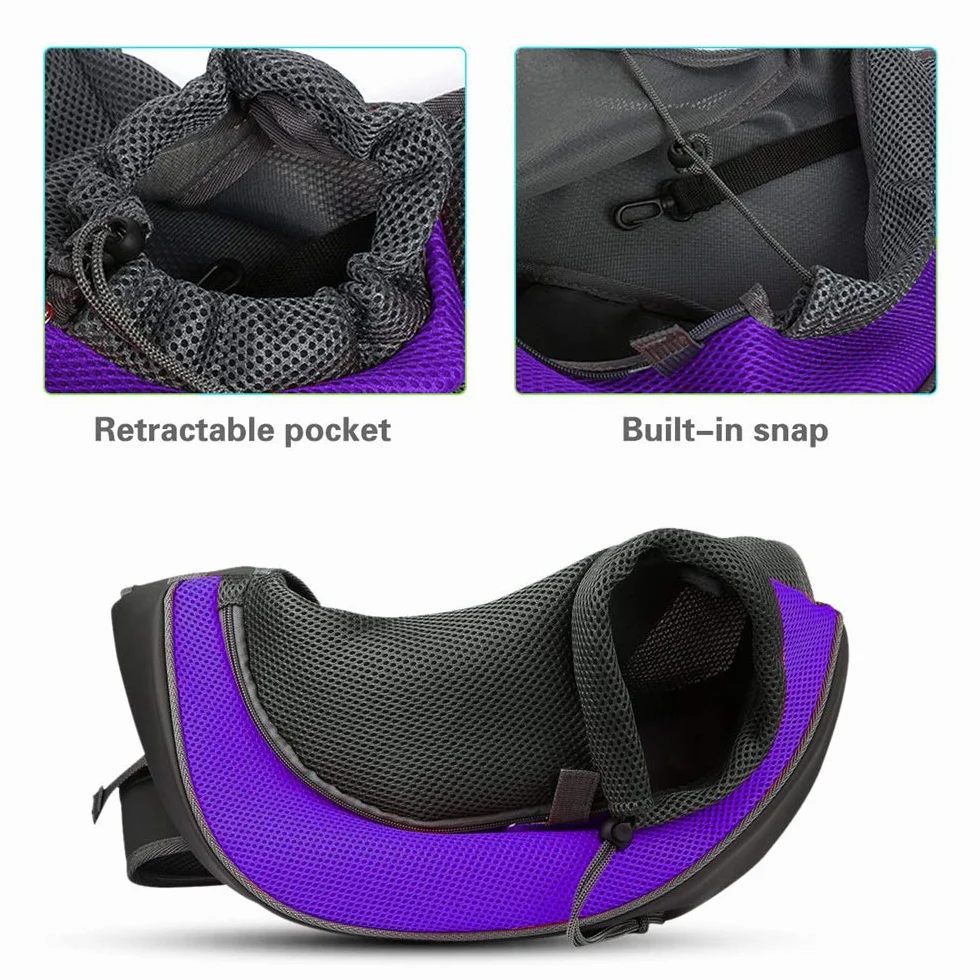 Sac de transport pour animal domestique, bandoulière mains libres chien chat avec sangle réglable et fermeture éclair