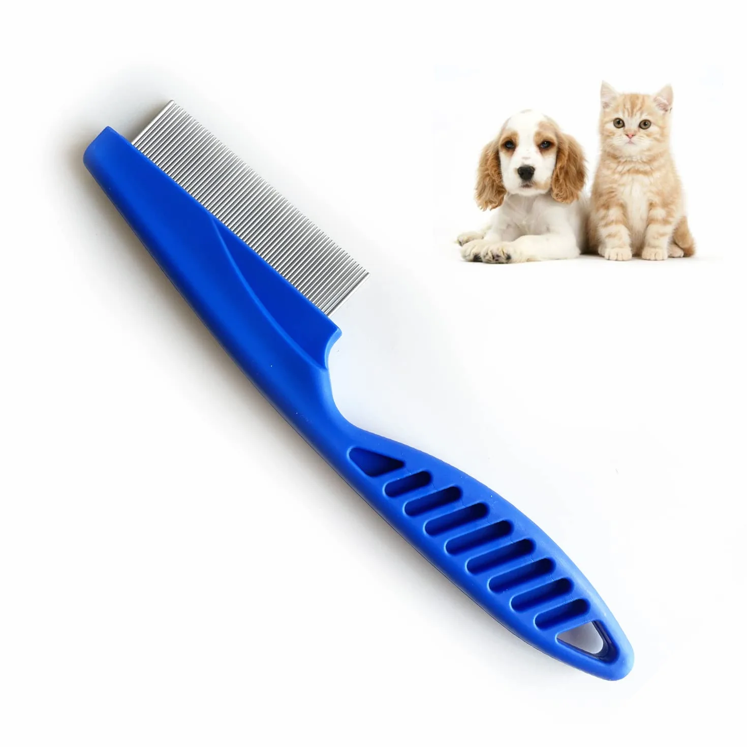 Peigne à Poux pour Chats et Chiens - Outil de Toilettage Anti Puces pour Nettoyer Tangles et Saleté - Bleu