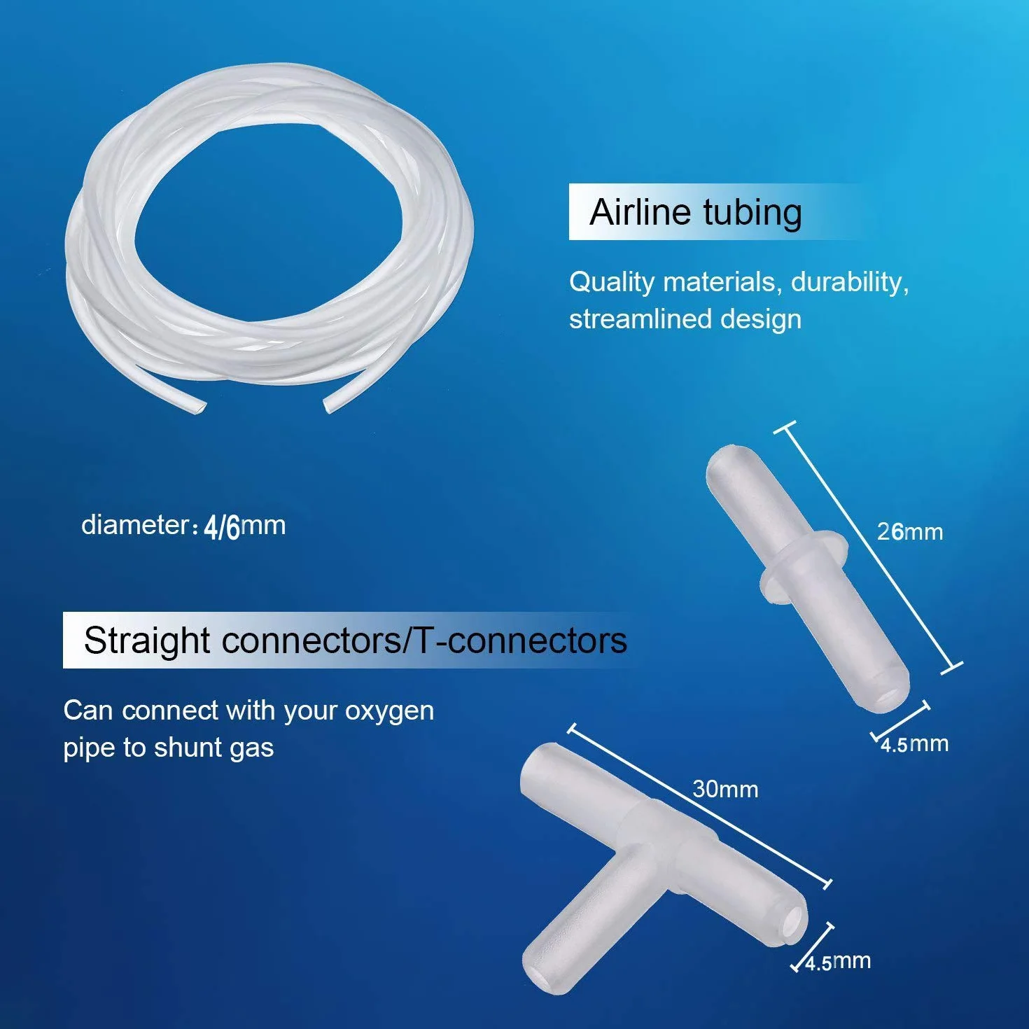 RUNCCI-YUN 40Pcs connecteurs pour Tuyau d'aquarium Y T L I + 5M Tube Air 4x6 mm Transparent