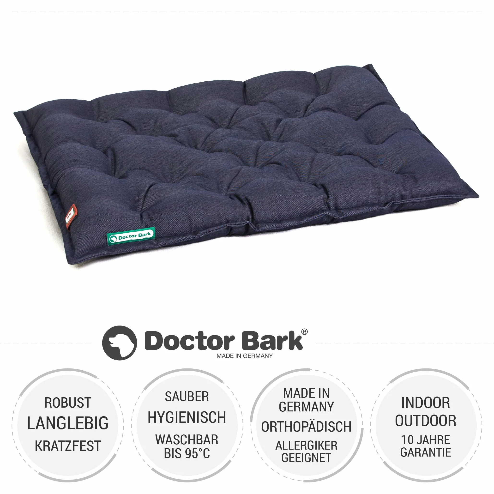 Doctor Bark Coussin pour Chien Urban Lit Orthopédique pour Chiens de Grande Taille 90x70 cm Bleu Royal