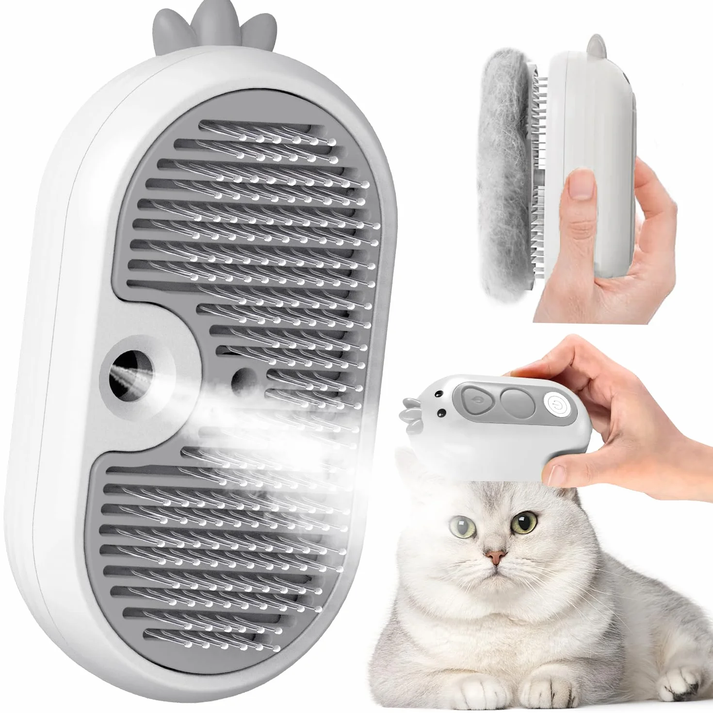 Brosse Vapeur pour Chat Rechargeable Autonettoyant Toilettage Animaux