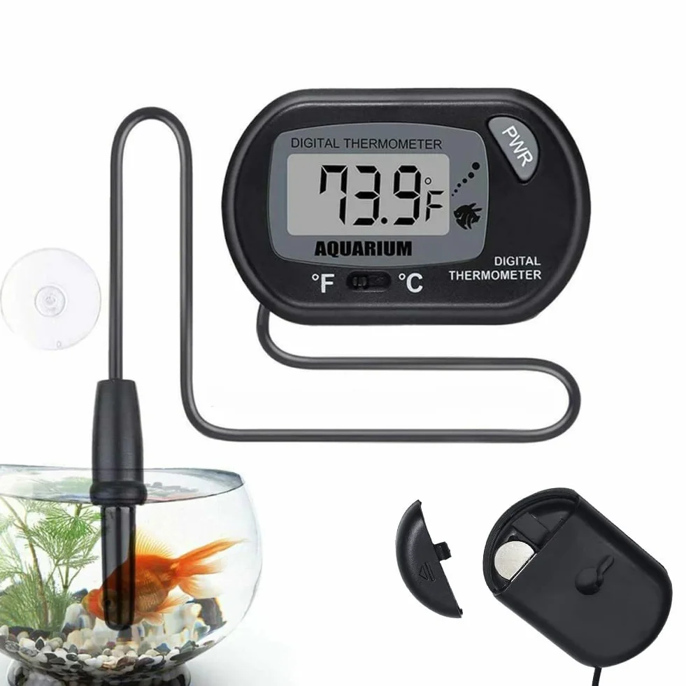 Treki Thermomètre Aquarium LCD Numérique avec Sonde pour Réservoir Marin Incubateur