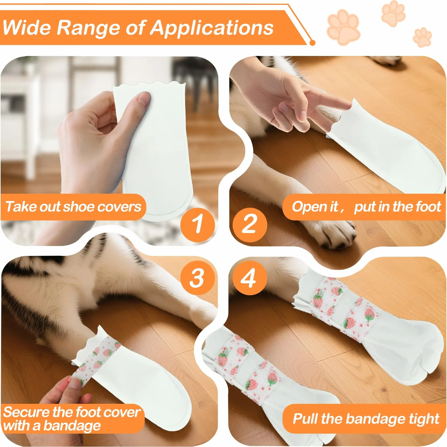 Bottes jetables pour Chien Lot de 20, Bandages Pattes imperméables avec Auto-adhésif (L 17-30 kg)