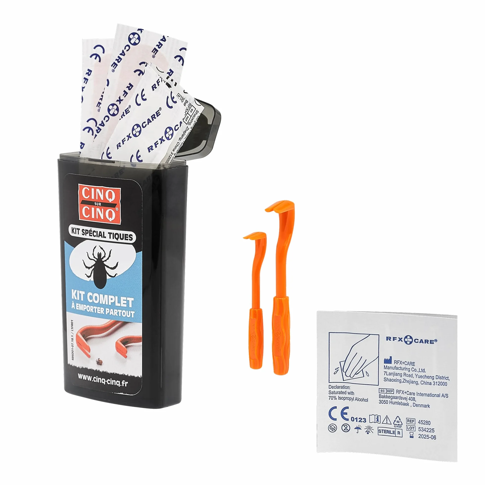 CINQ SUR CINQ Kit Spécial Tiques 2 Tire-Tiques 2 Lingettes Nettoyantes 4 Pansements