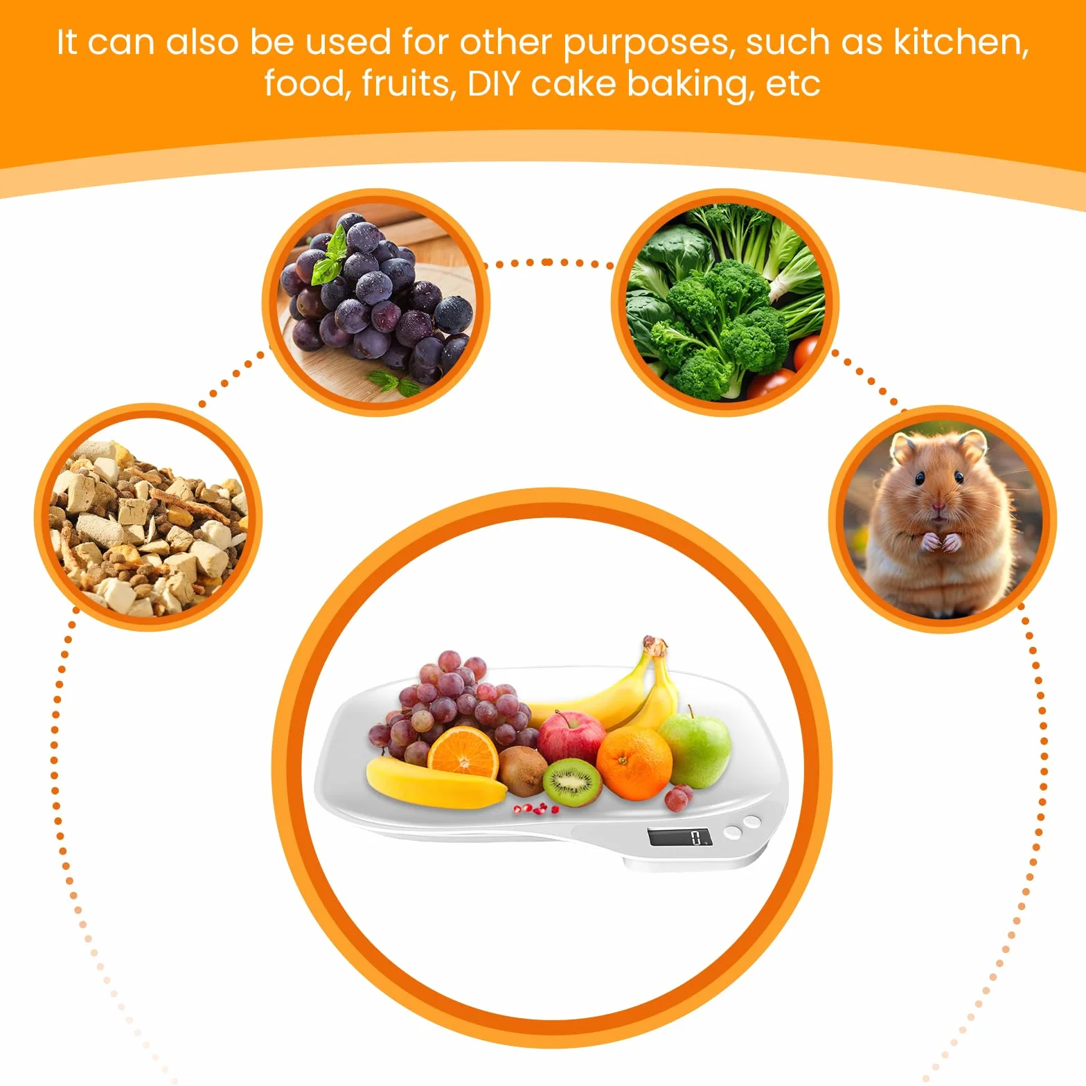 Balance numérique pour petits animaux WIYETY, balance de compagnie avec écran LCD et 4 modes de pesée kg/oz/lb/ml