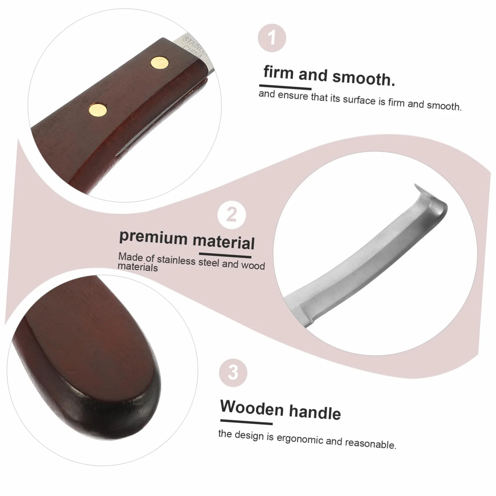Couteau à Sabot Résistant la Rupture à Double Tranchant en Acier Inoxydable Poignée en Bois Ergonomique pour Usage Quotidien pour Soins des Sabots de Chevaux