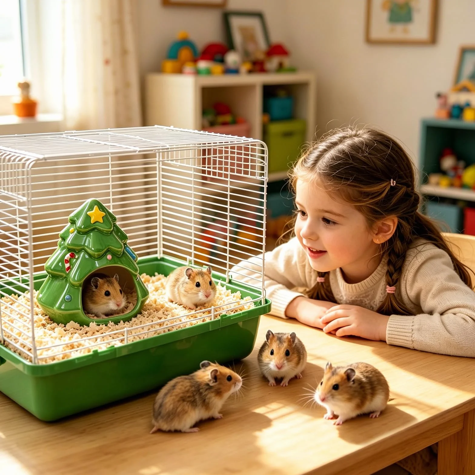 Céramique Maison Cochon d'Inde Vert Maison Hamster en Forme d'arbre Cachettes Convient Aux Hamsters Nains Cochons d'Inde Gerbilles Souris et Autres Petits Animaux de Compagnie