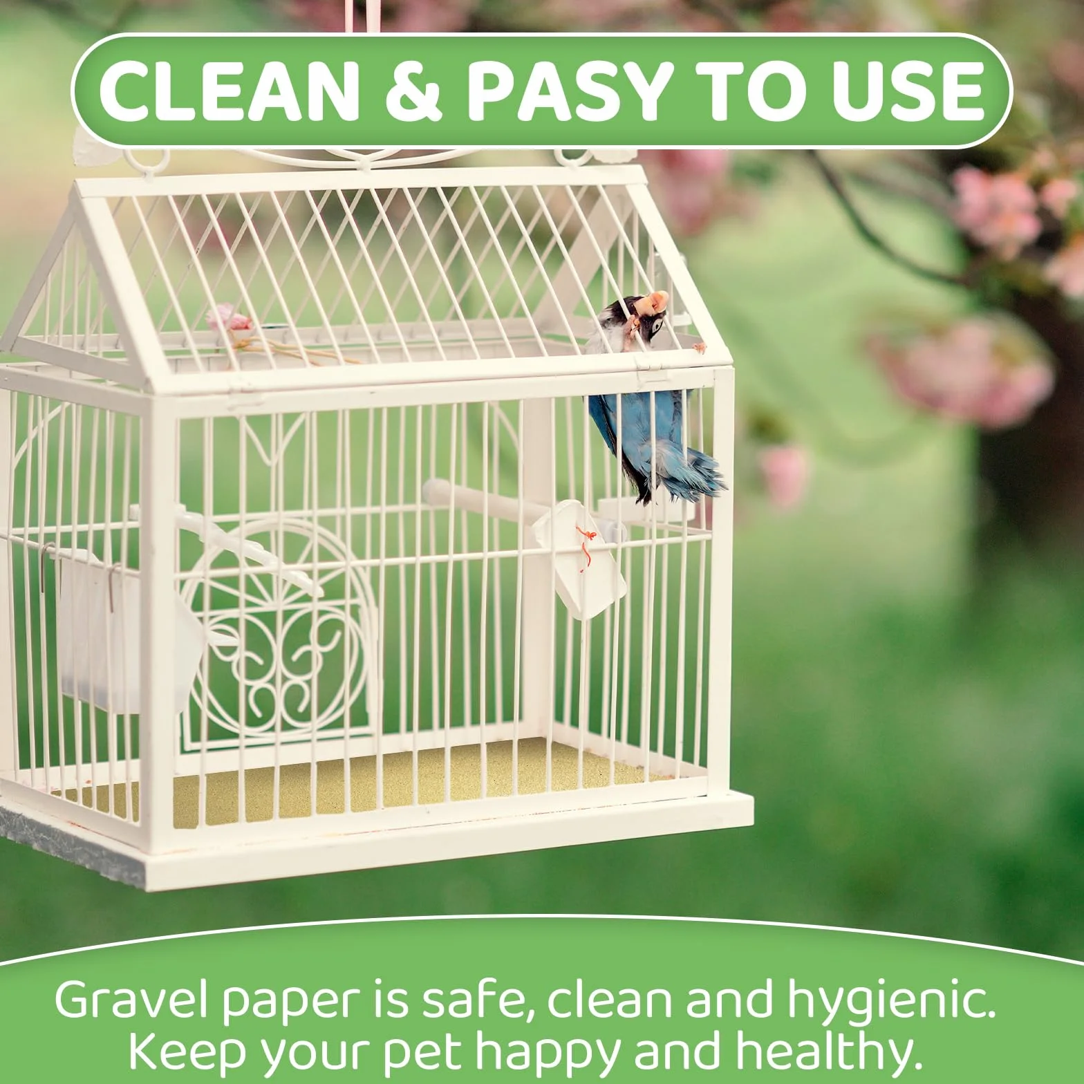 Feuilles de Papier de Gravier pour Cage à Oiseaux, Accessoires pour Perruches, Calopsittes, Canaris, Pinsons, Conures