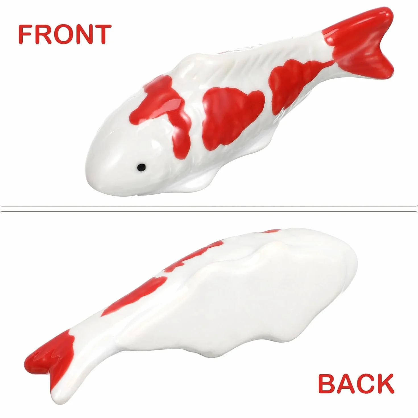 Lot De 2 Poissons Koï Flottants en Céramique - Décoration pour Bassin, Fontaine et Jardin