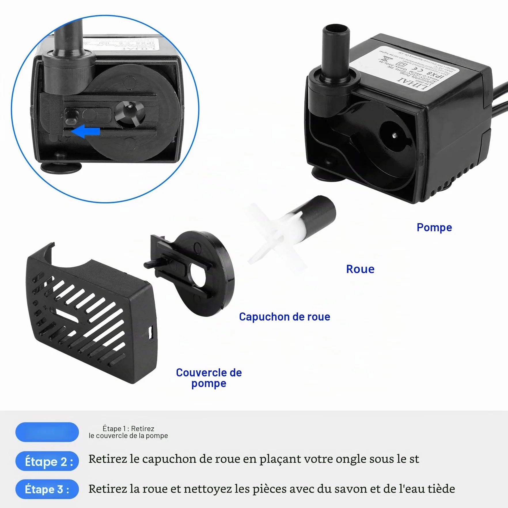 Forever Speed Mini pompe à eau d'aquarium submersible 5 W 350 l/h 0,85 m avec LED