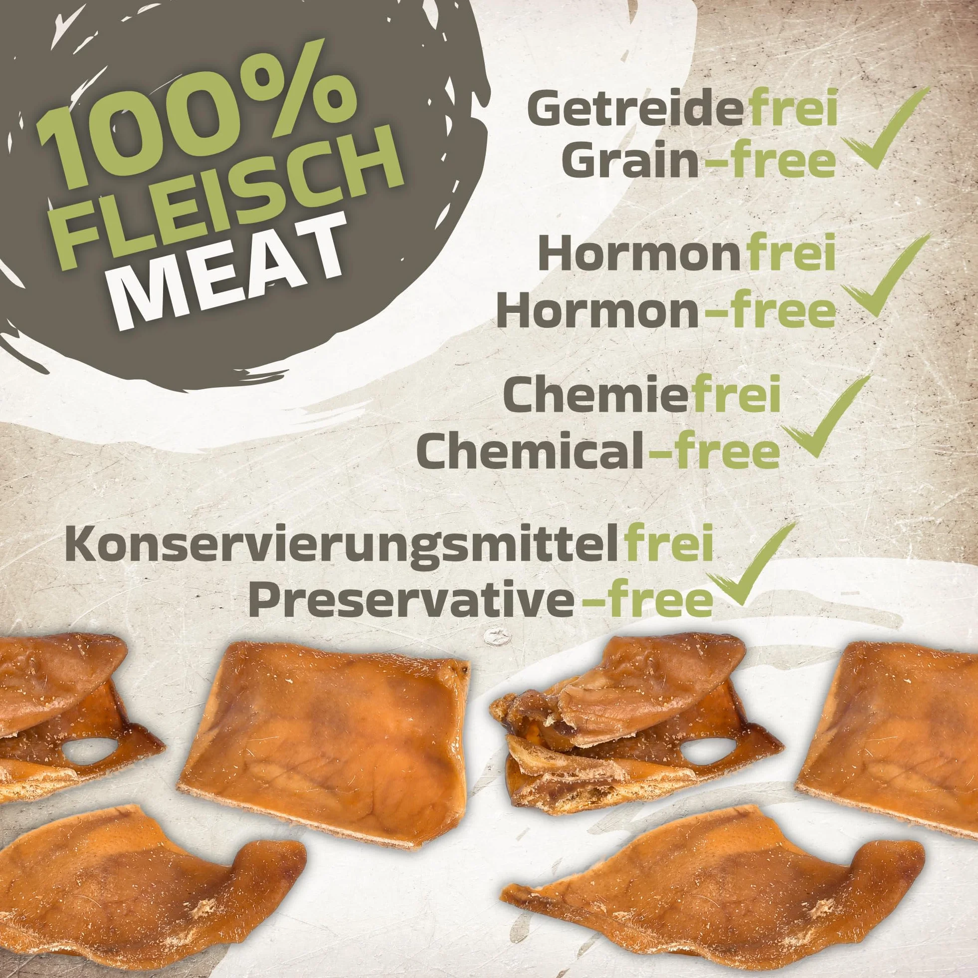 Oreilles de porc coupées pour chiens 1 kg (43-48 pièces) séchées 100% naturel sans céréales