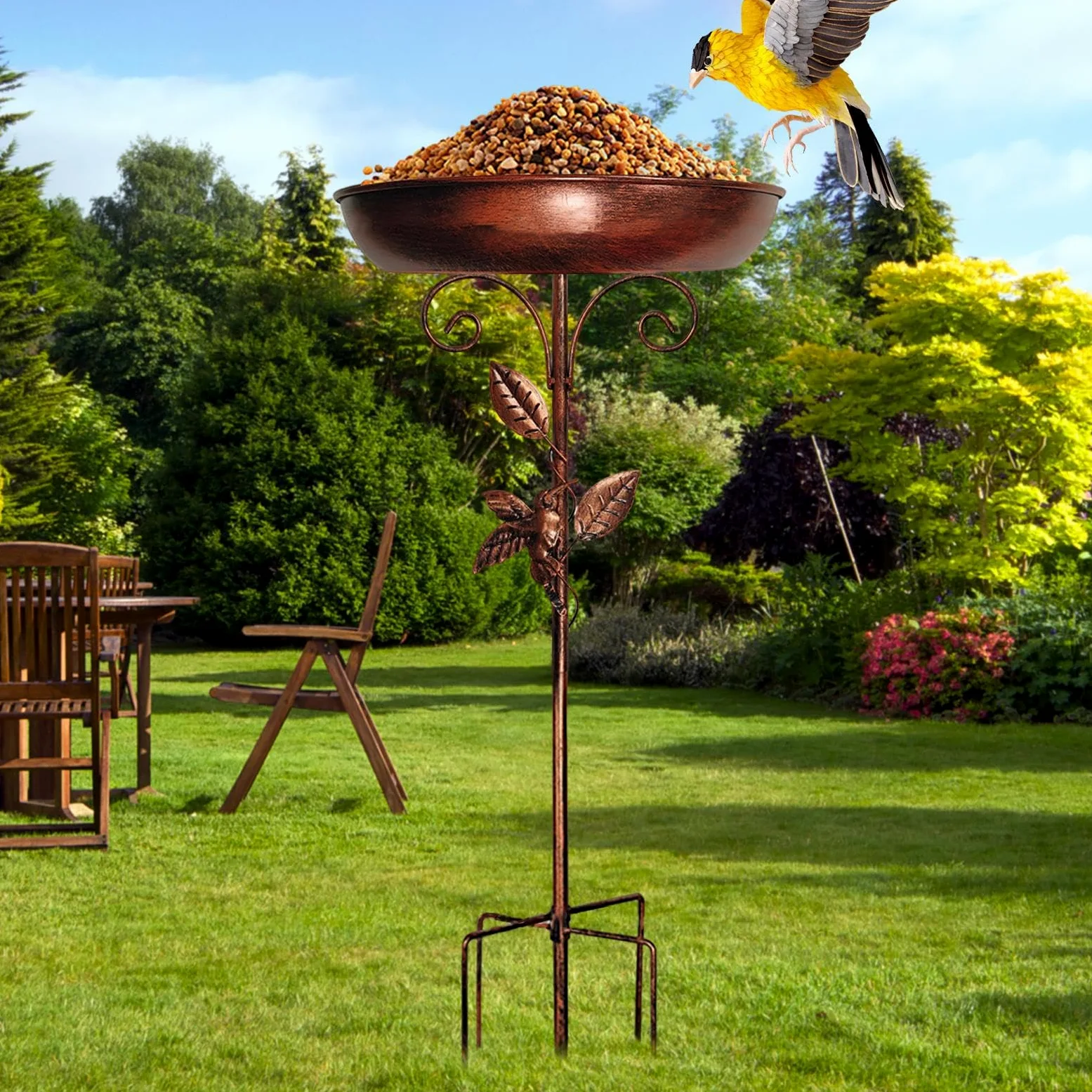 Bains d'oiseaux pour l'extérieur Cuvette À Eau en Métal Antirouille | Bain À Oiseaux Pour Patio Pour le Patio la Cour le Balcon le Jardin la Pelouse la Décoration l'Eau le Colibri l'Étang la