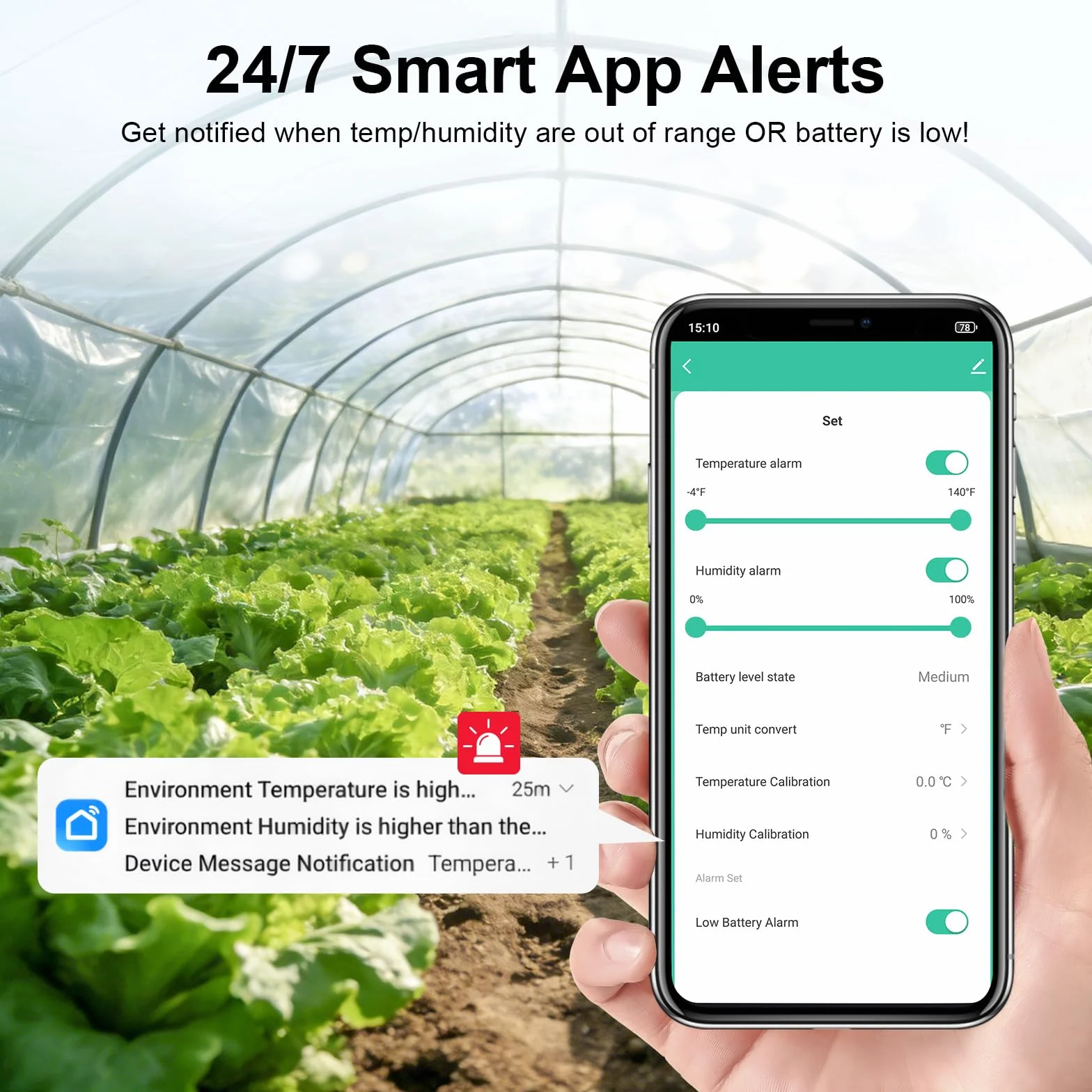 Thermomètre Hygromètre WiFi IP65, Capteur Température et Humidité avec Alerte App, Intérieur Extérieur, Données Exportables 1 An, pour Serre, Cave, Maison
