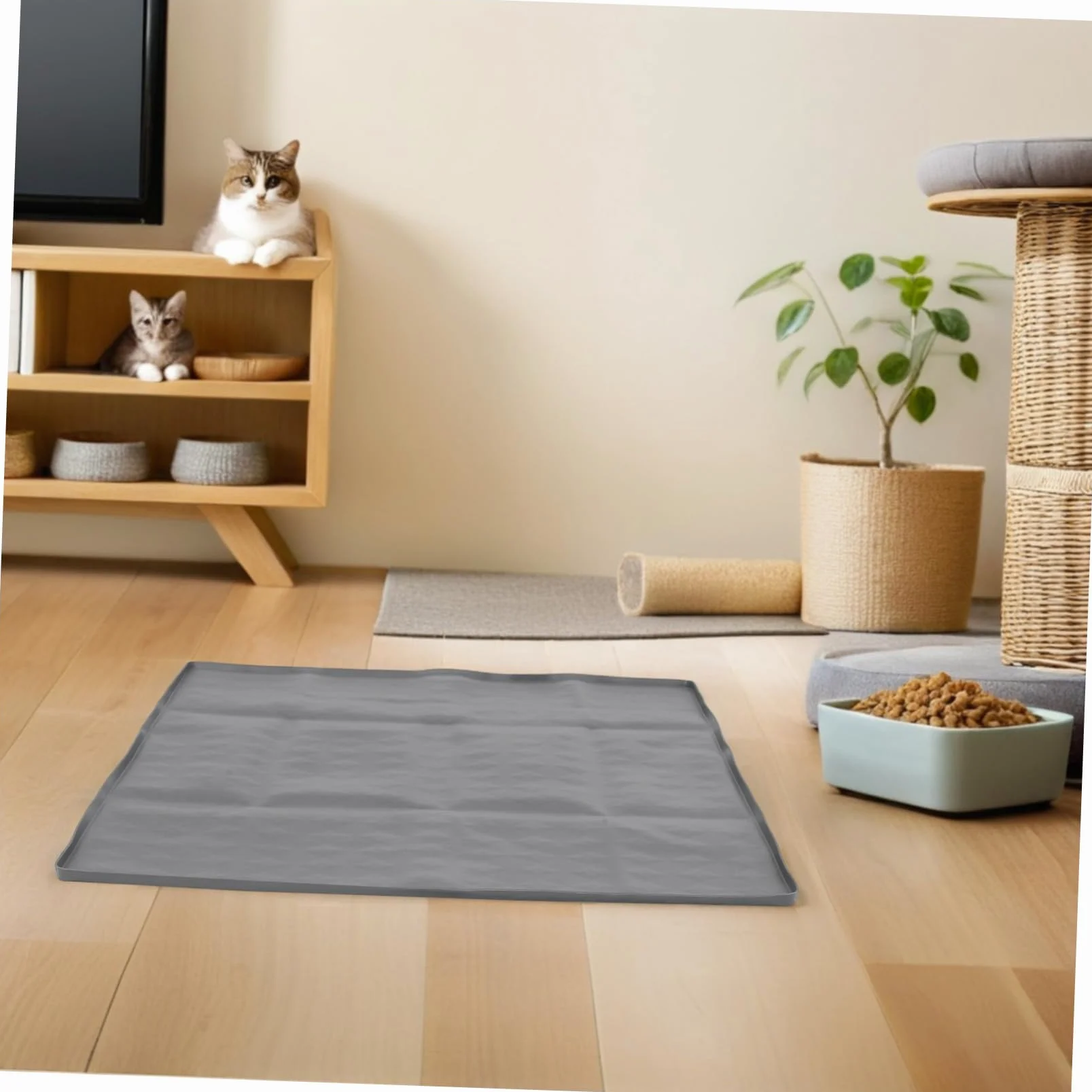 Kisangel Support pour Tapis de Propreté Chien Antidéversement en Silicone Réutilisable 60 X 50 Cm Plateau avec Rebord Haut pour Apprentissage Propreté Chiots Intérieur