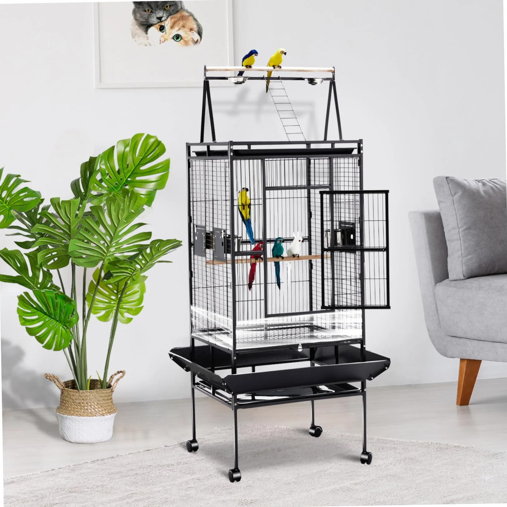 Cage d'oiseau Garde-Graines PVC Transparent 4pcs sans mâchage pour Perroquet