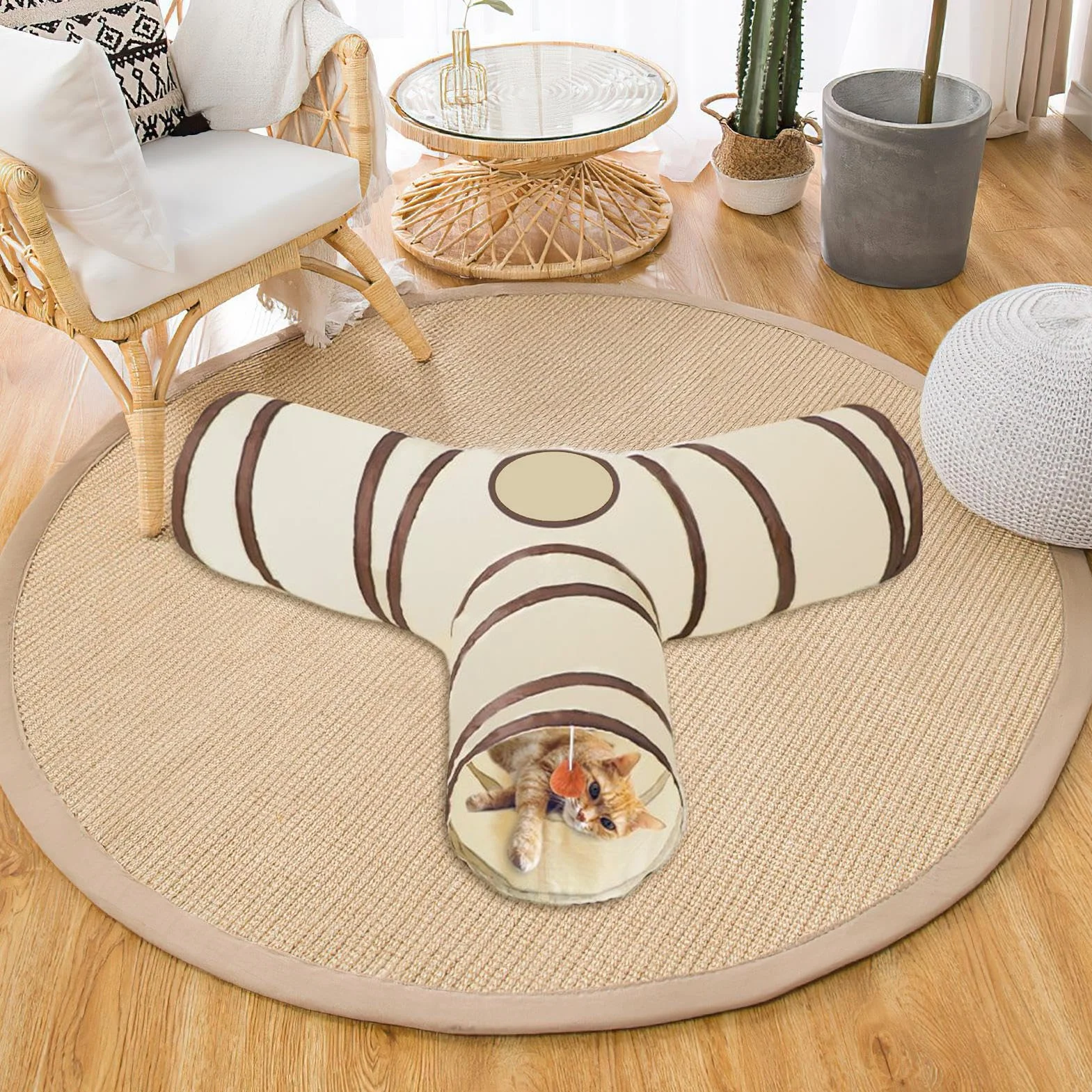 Tunnel pour Chat | Tunnel 3 Voies Jeu pour Chaton Jouet Interactif - pour Jeu Intérieur Exercise Stimulation Anti-Stress Chat Chaton Lapin Petit Animal