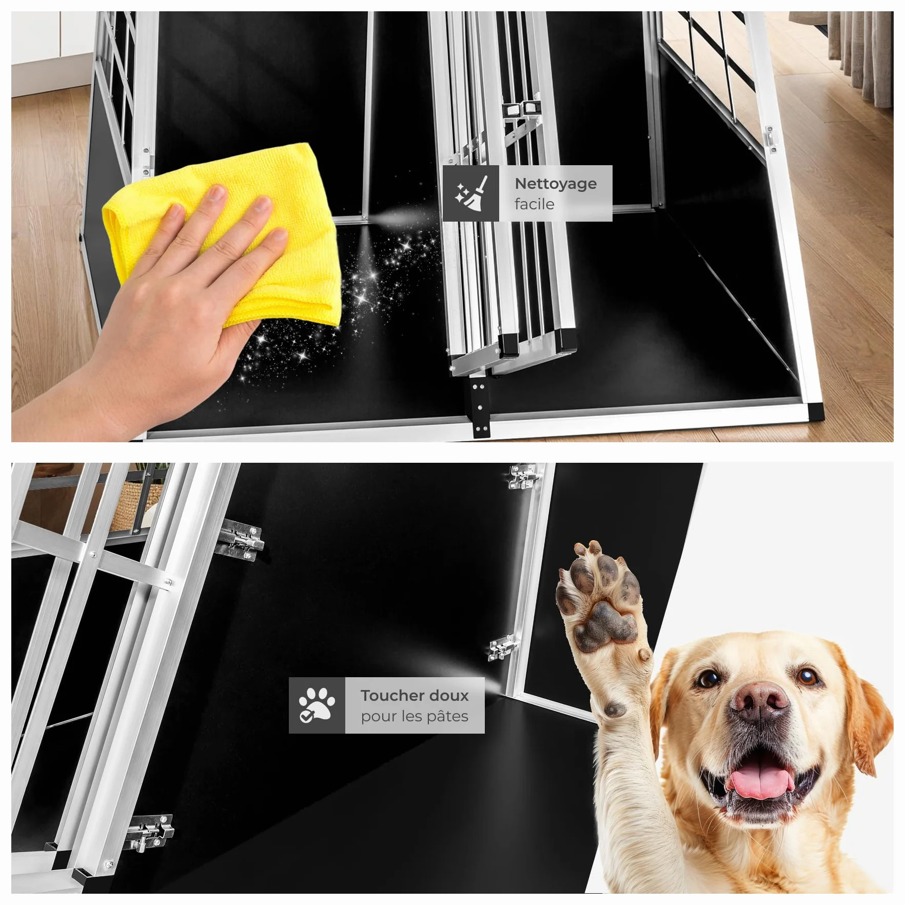 Tectake Double Cage de Transport pour Chien 97 x 90 x 69,5 cm